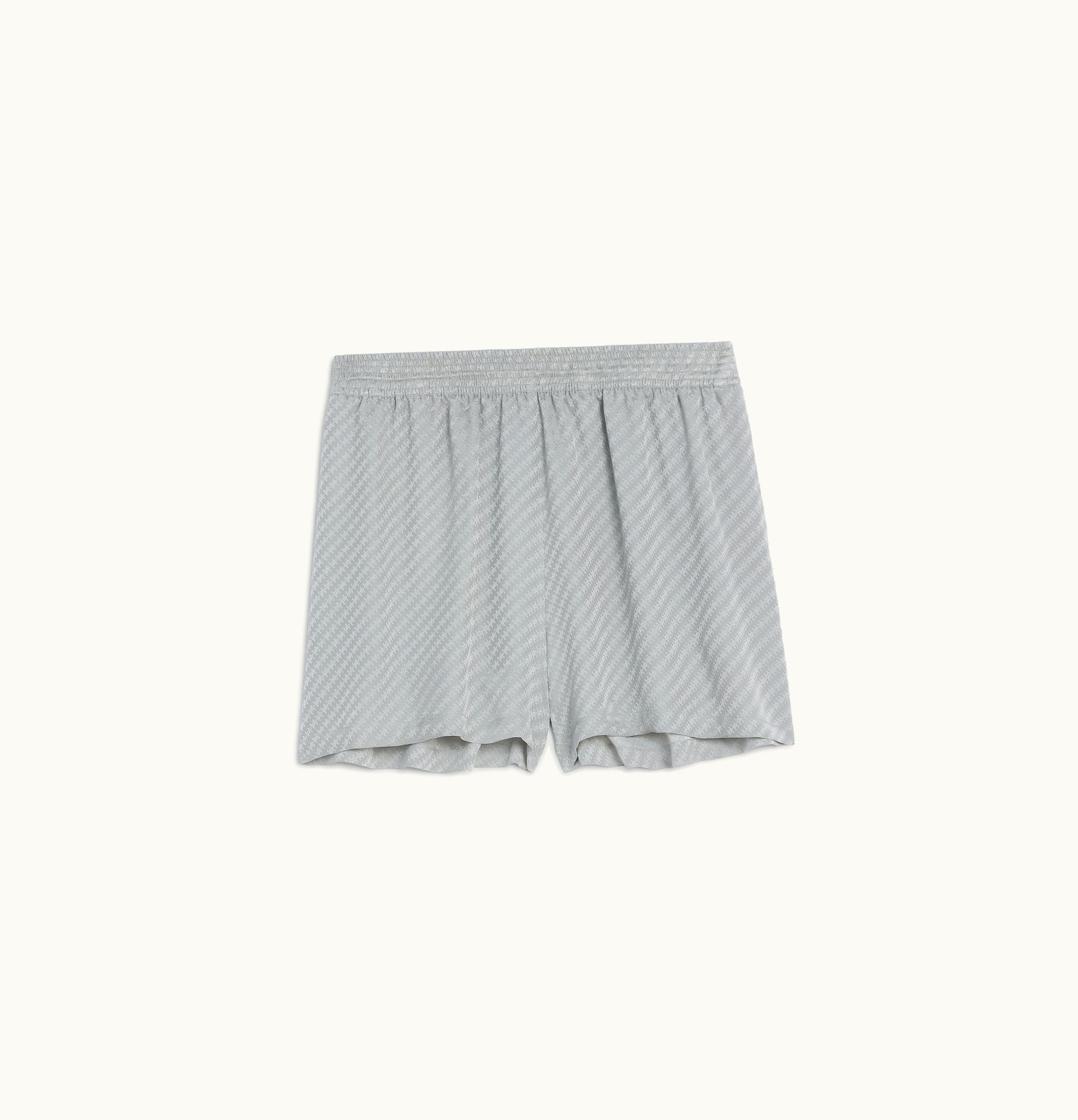 Celine Celine Shorts In Shiny Matte Silk Gris Bleute