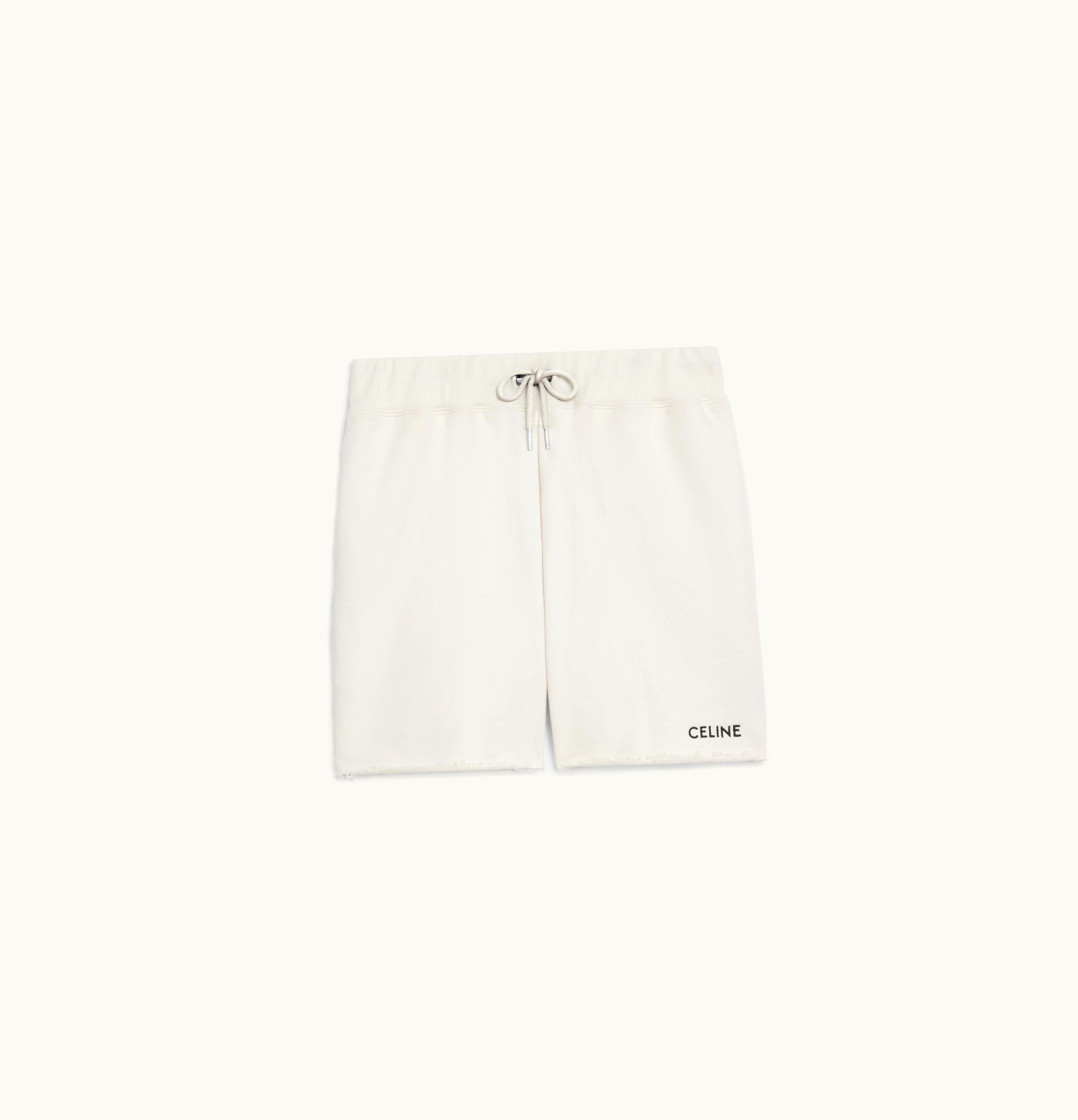 Celine Celine Loose Celine Shorts In Cotton Fleece Cream / Black