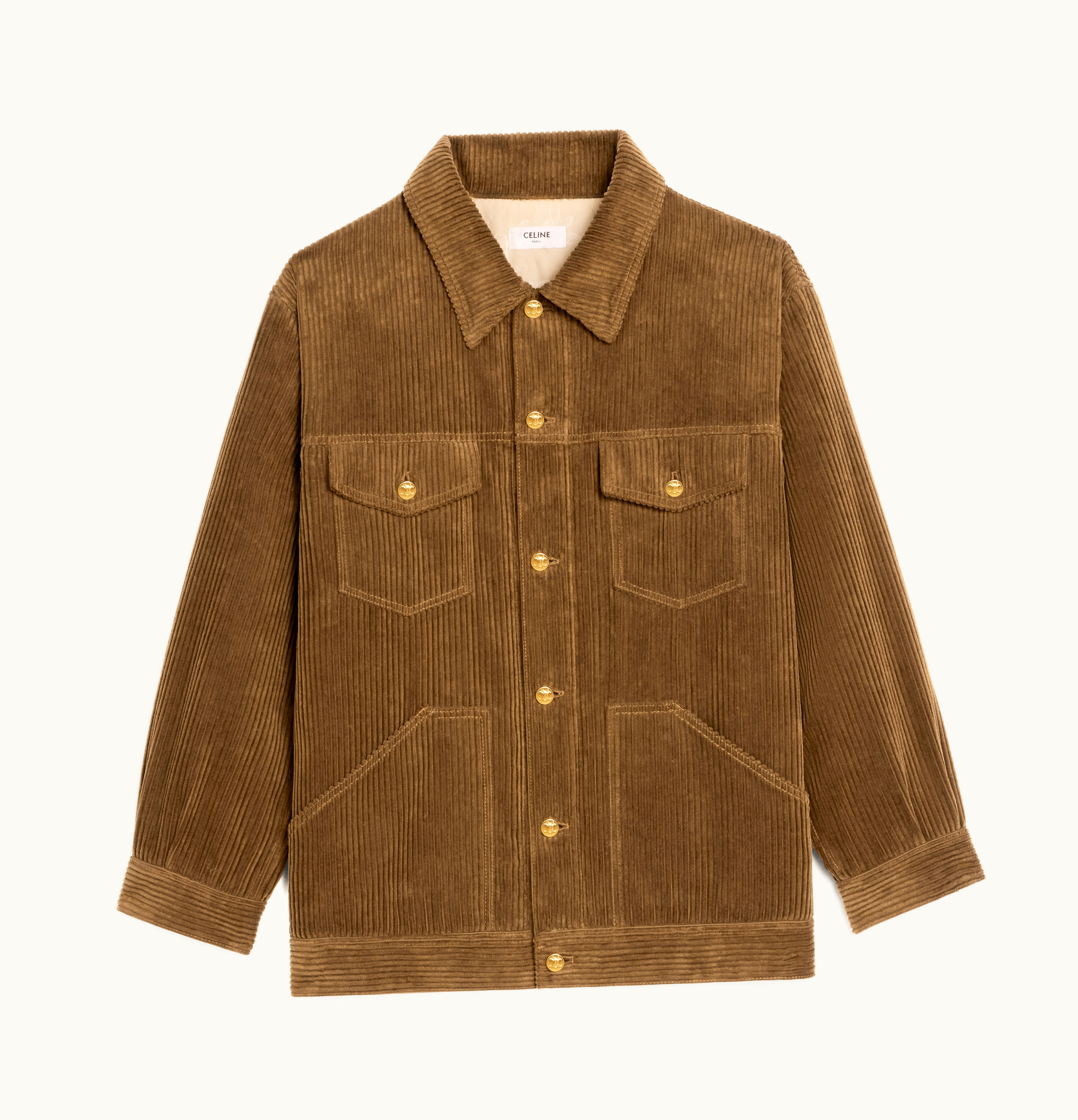 Celine Celine Long Trucker Jacket In Corduroy Raw Wash