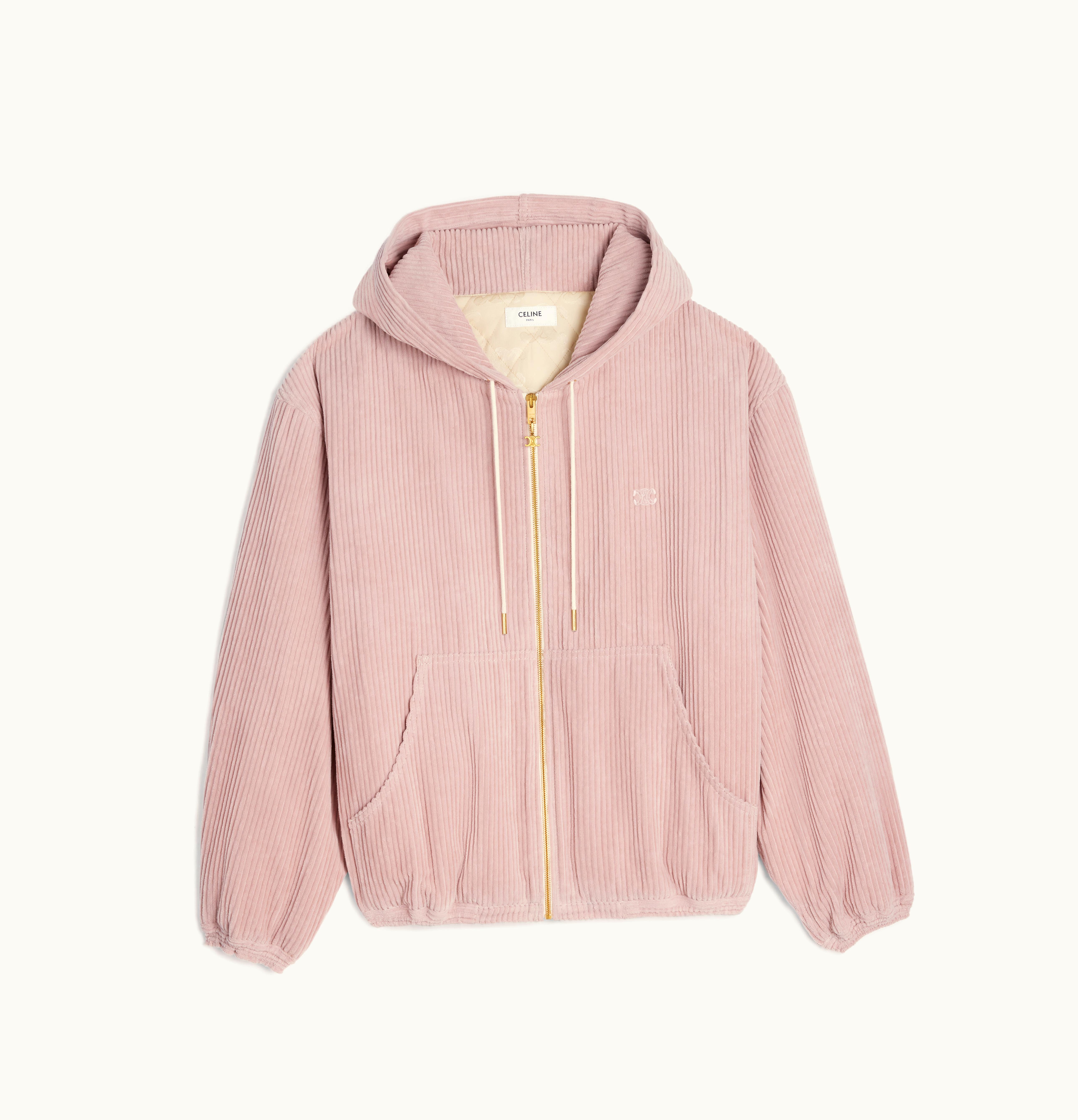 Celine Celine Triomphe Hoodie With Zipper In Corduroy Raw Wash