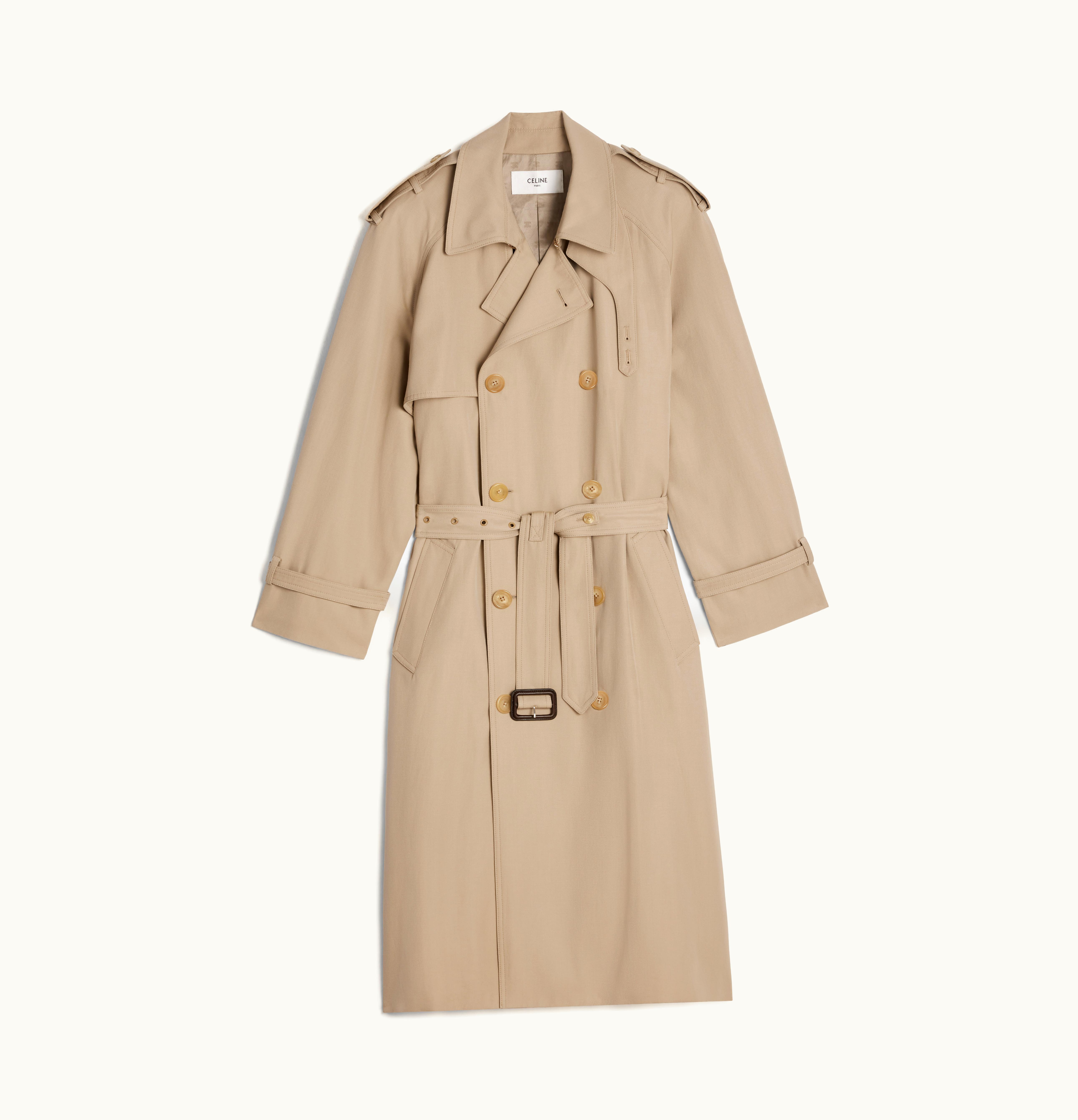Celine Celine Tomboy Trench Coat In Cotton Gabardine Mastic
