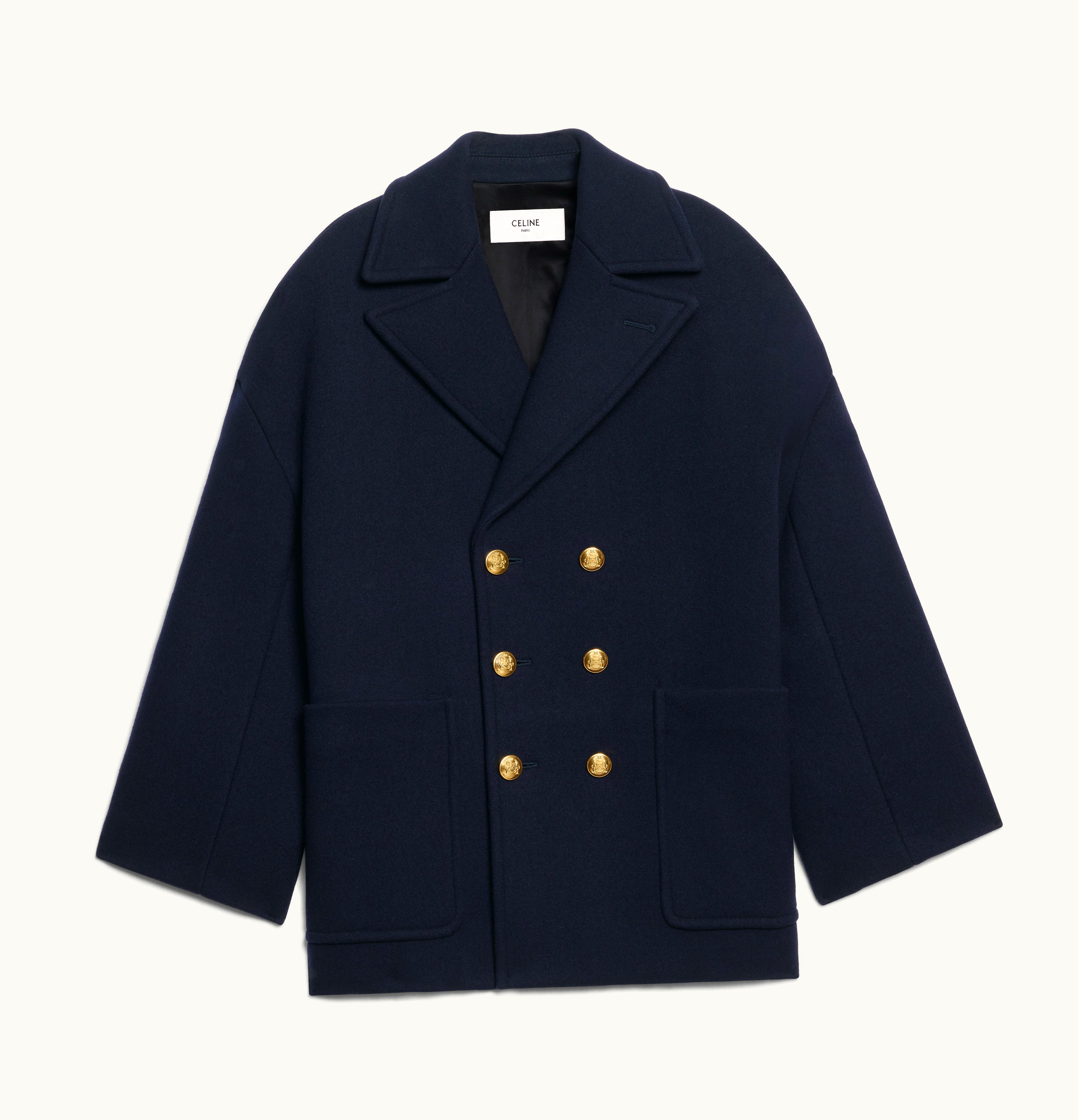 Celine Celine Loose Peacoat In Felt Navy