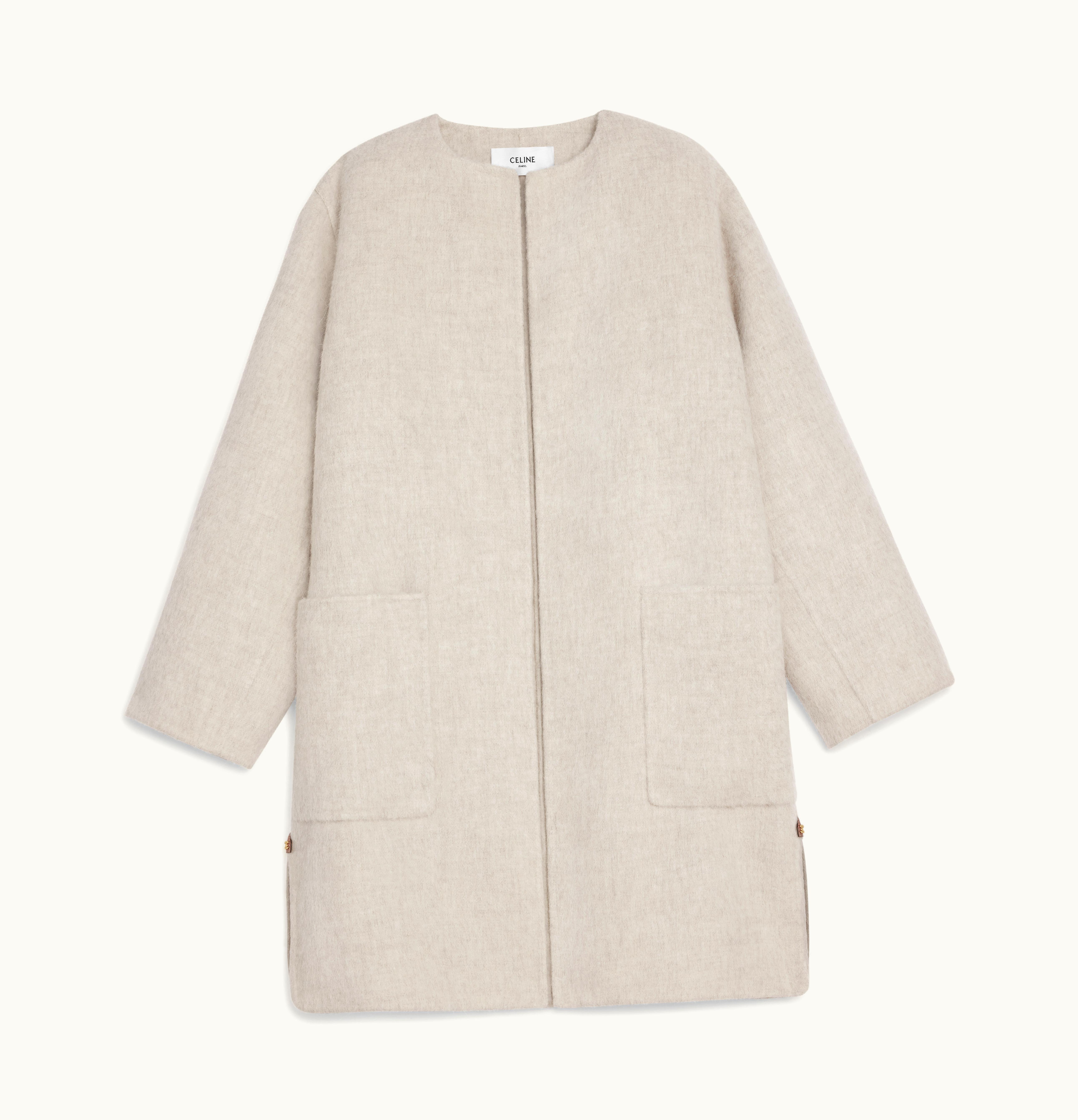Celine Celine Coat With Pure Collar In Brushed Llama Rocher