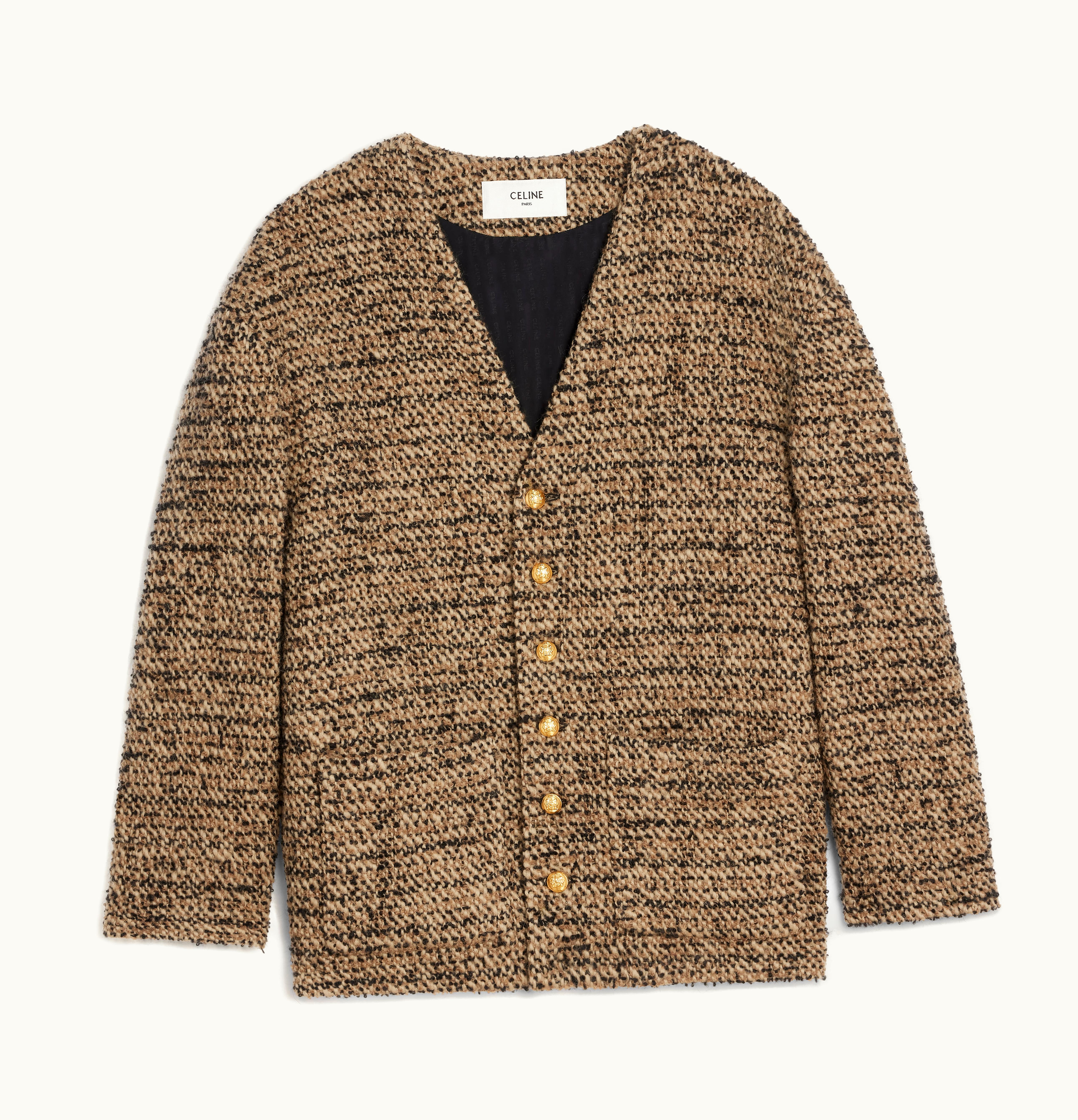 Celine Celine Oversized Cardigan In Tweed Leopard