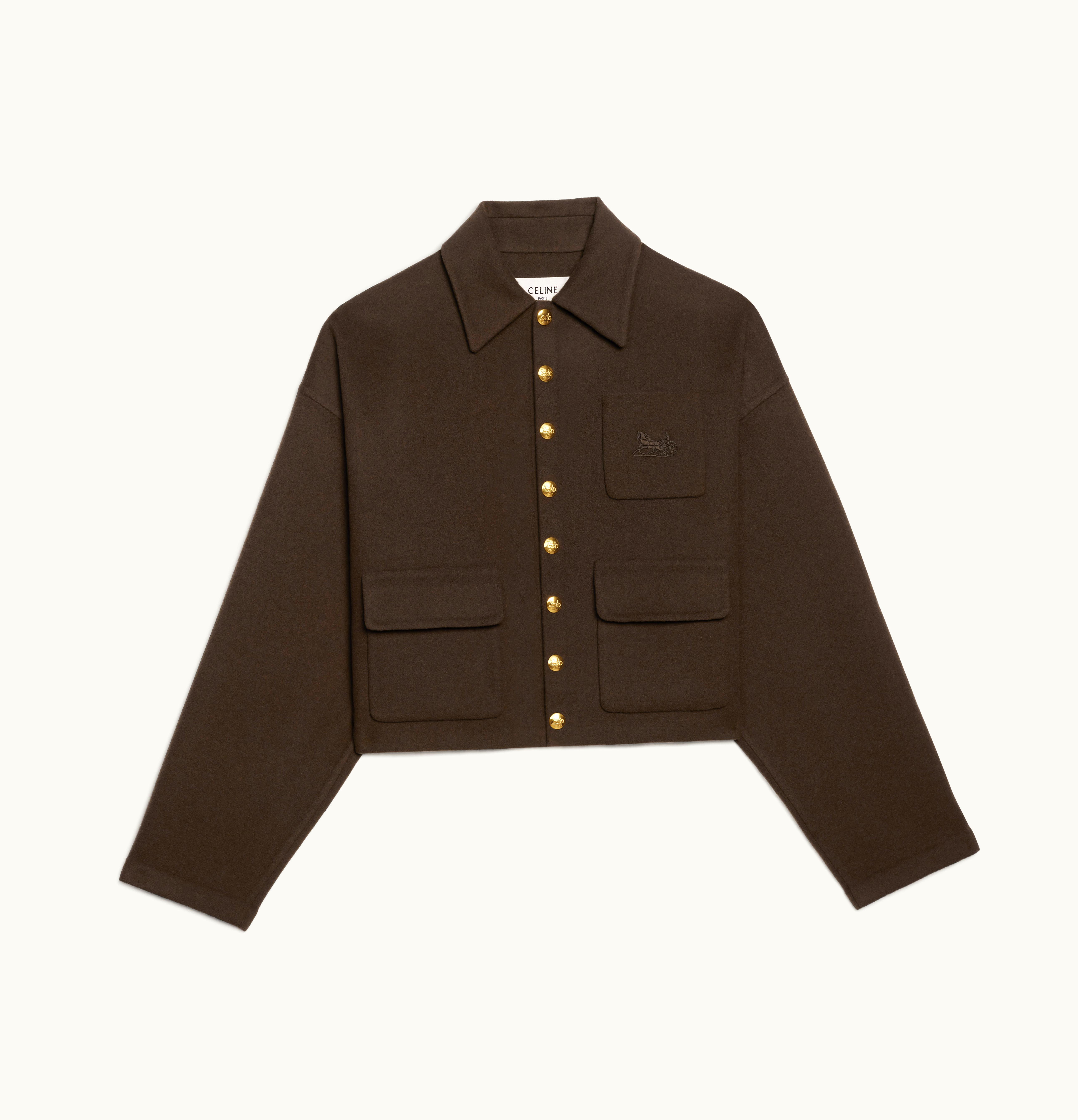 Celine Celine Snap Buttons Cardigan In Double Face Cashmere Dark Brown