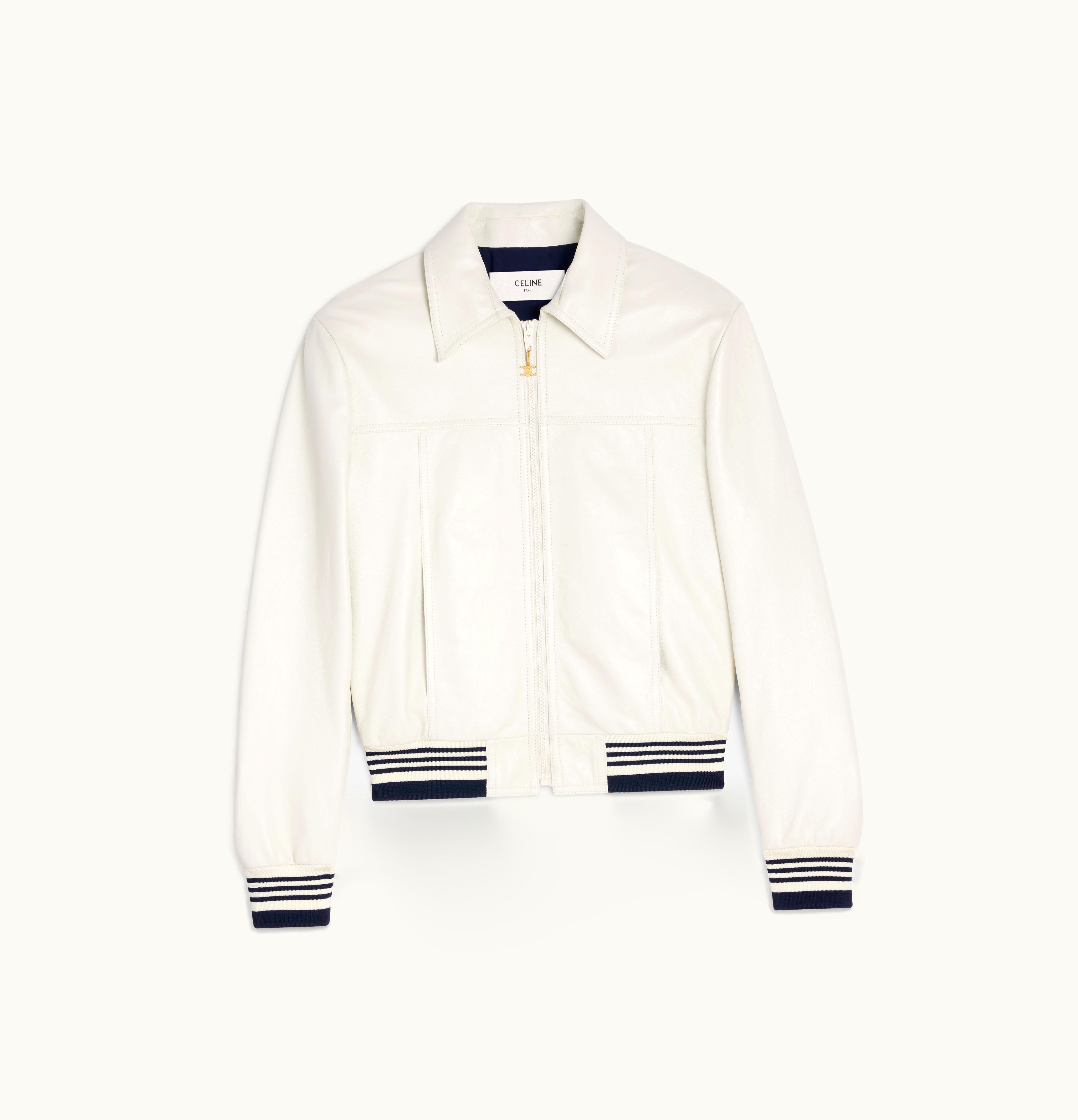 Celine Celine Blouson Jacket In Soft Lambskin White