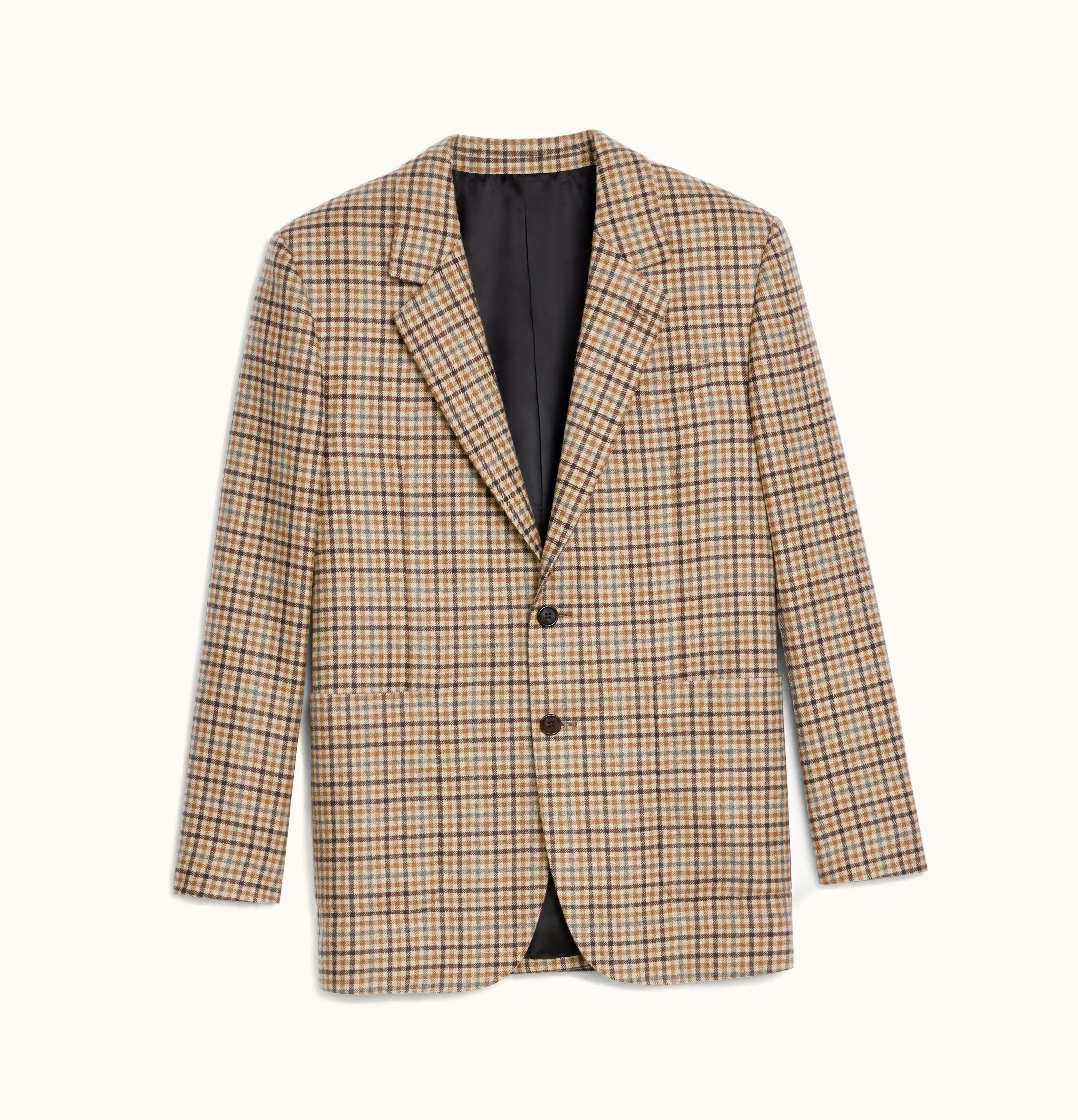 Celine Celine Jude Jacket In Checked Cashmere Wool Camel/Gris/Marron