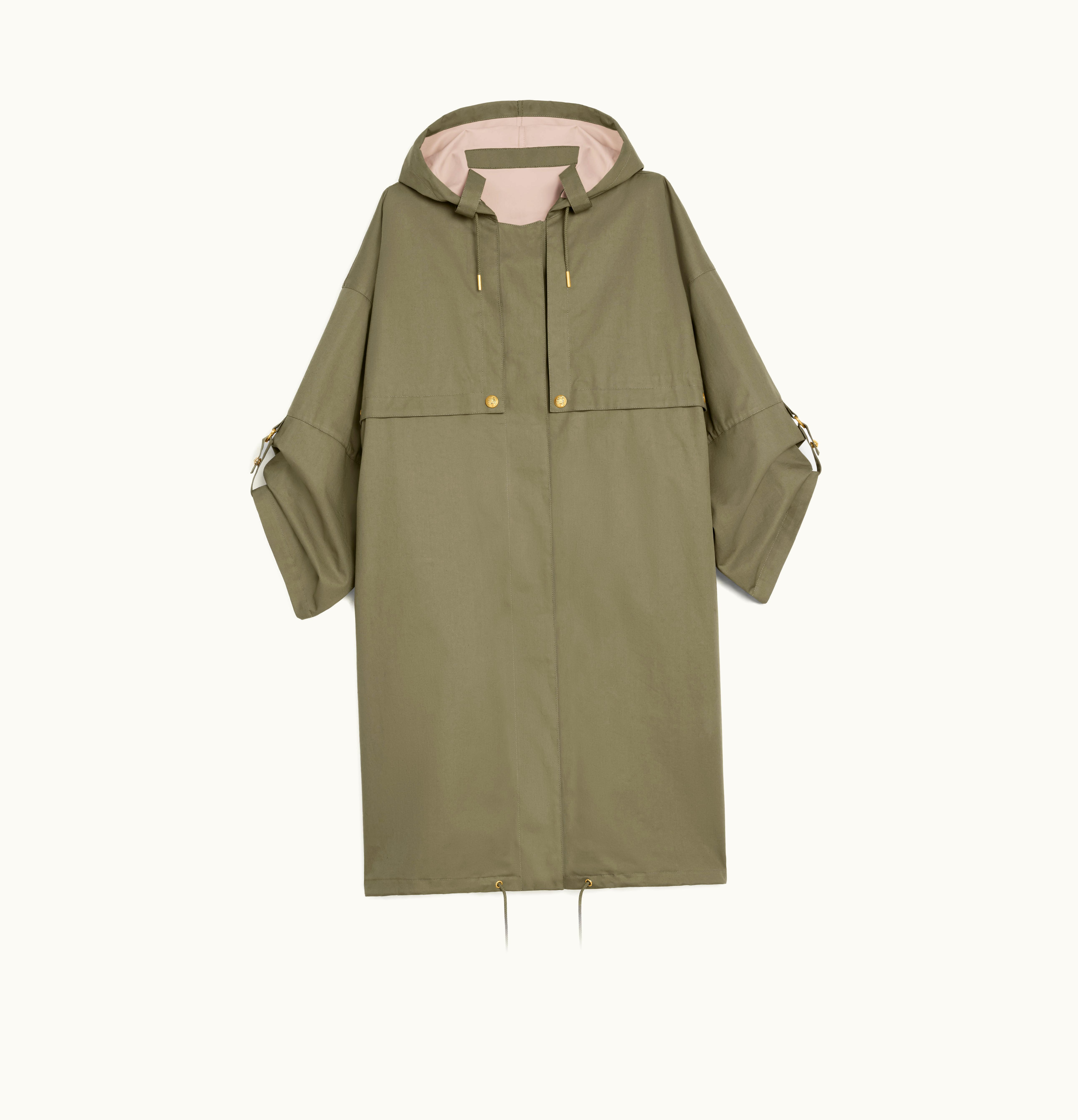 Celine Celine Parka In Cotton Gabardine Kaki Light