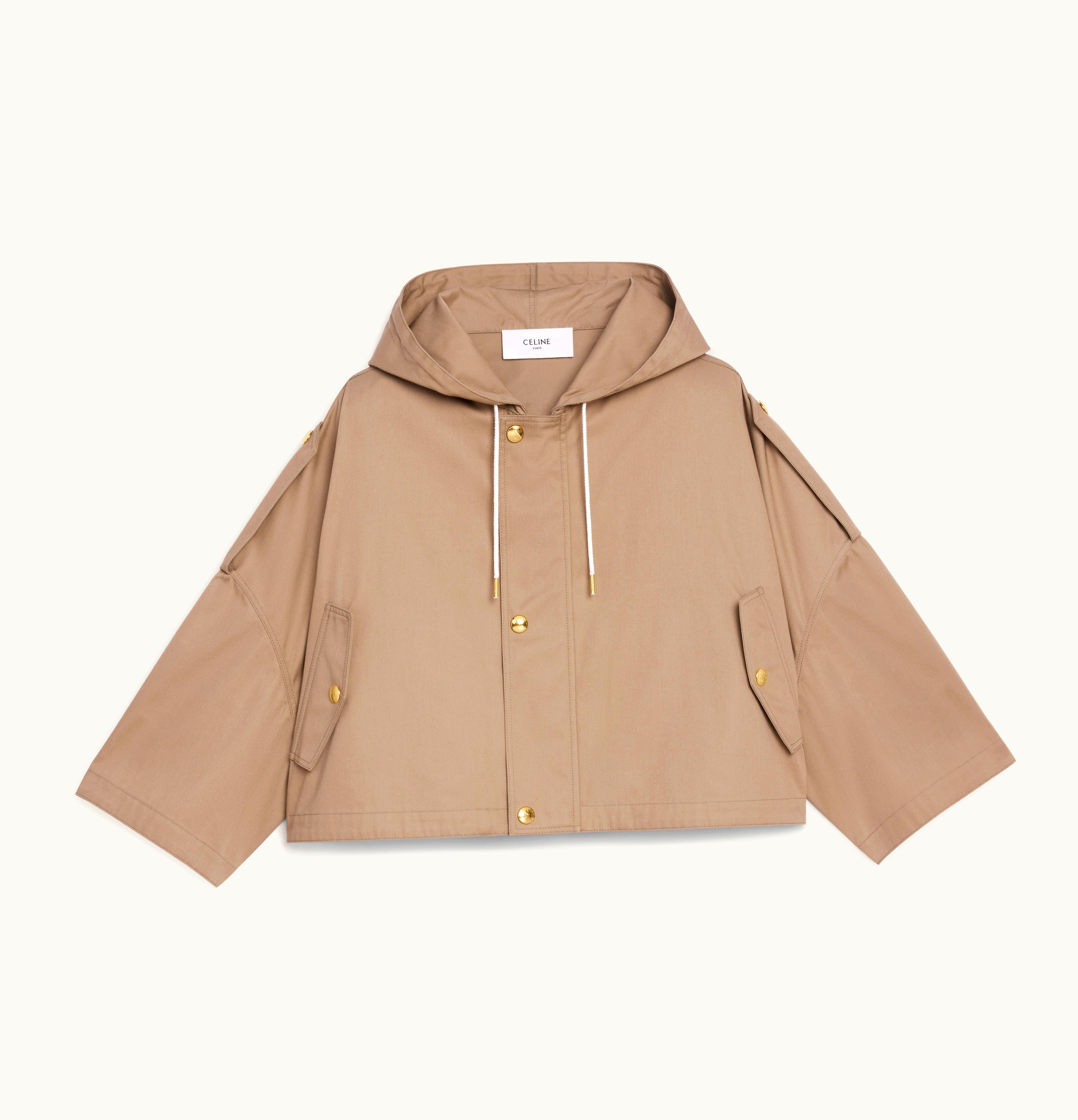 Celine Celine Cropped Parka In Technical Cotton Beige