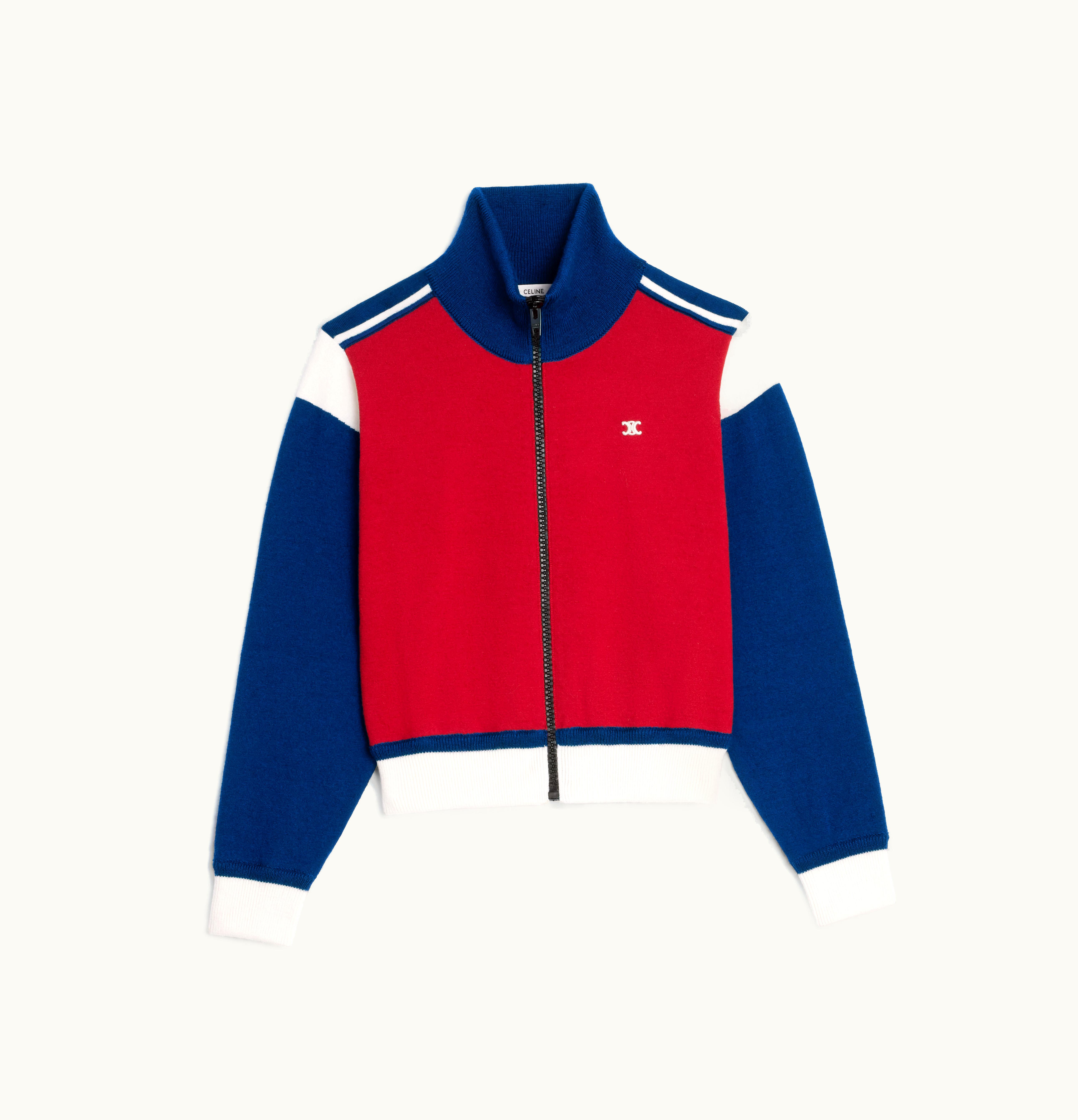 Celine Celine Triomphe Zipped Ski Vest In Wool Red / Navy