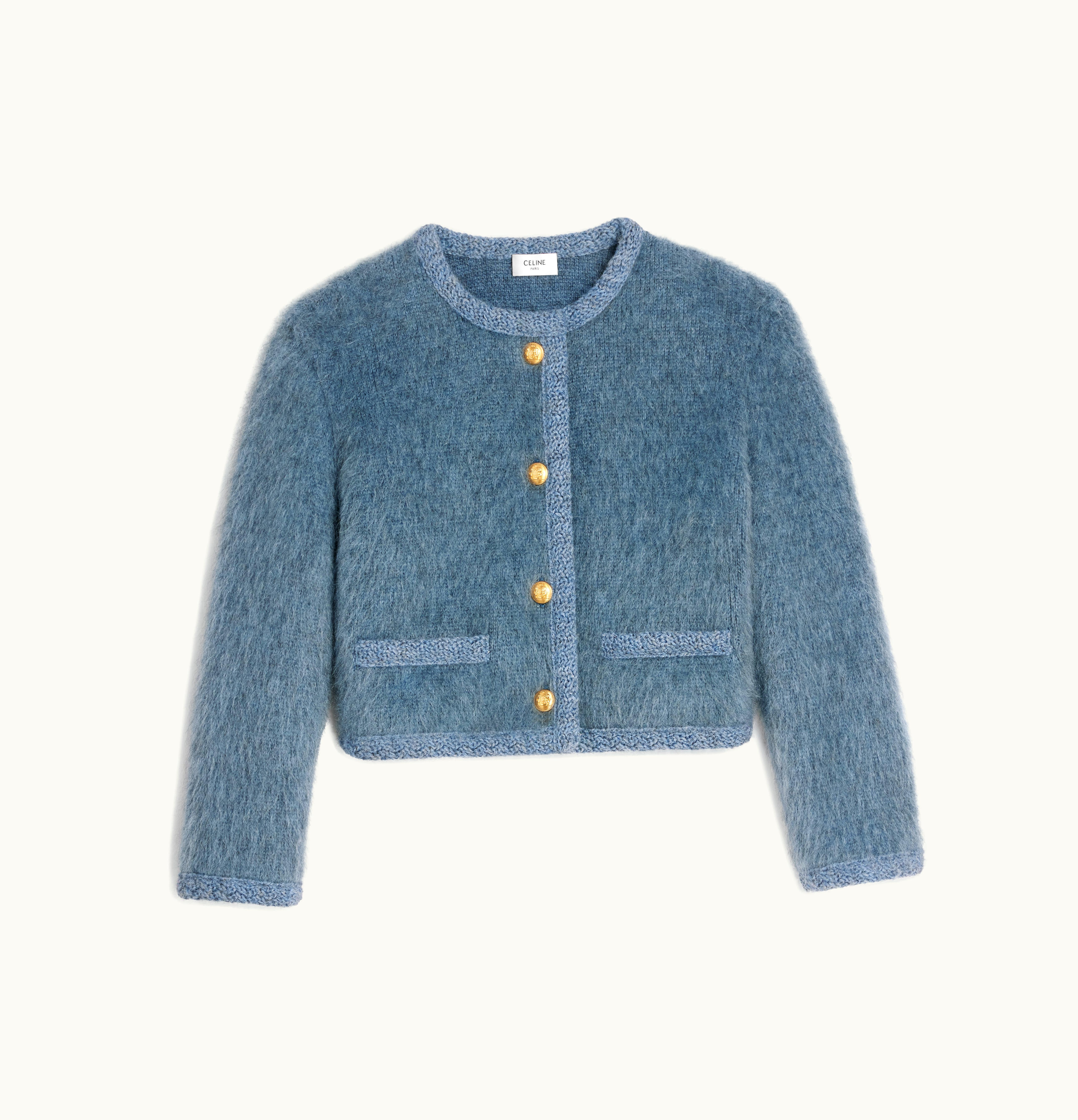 Celine Celine Cardigan In Brushed Mohair Blue