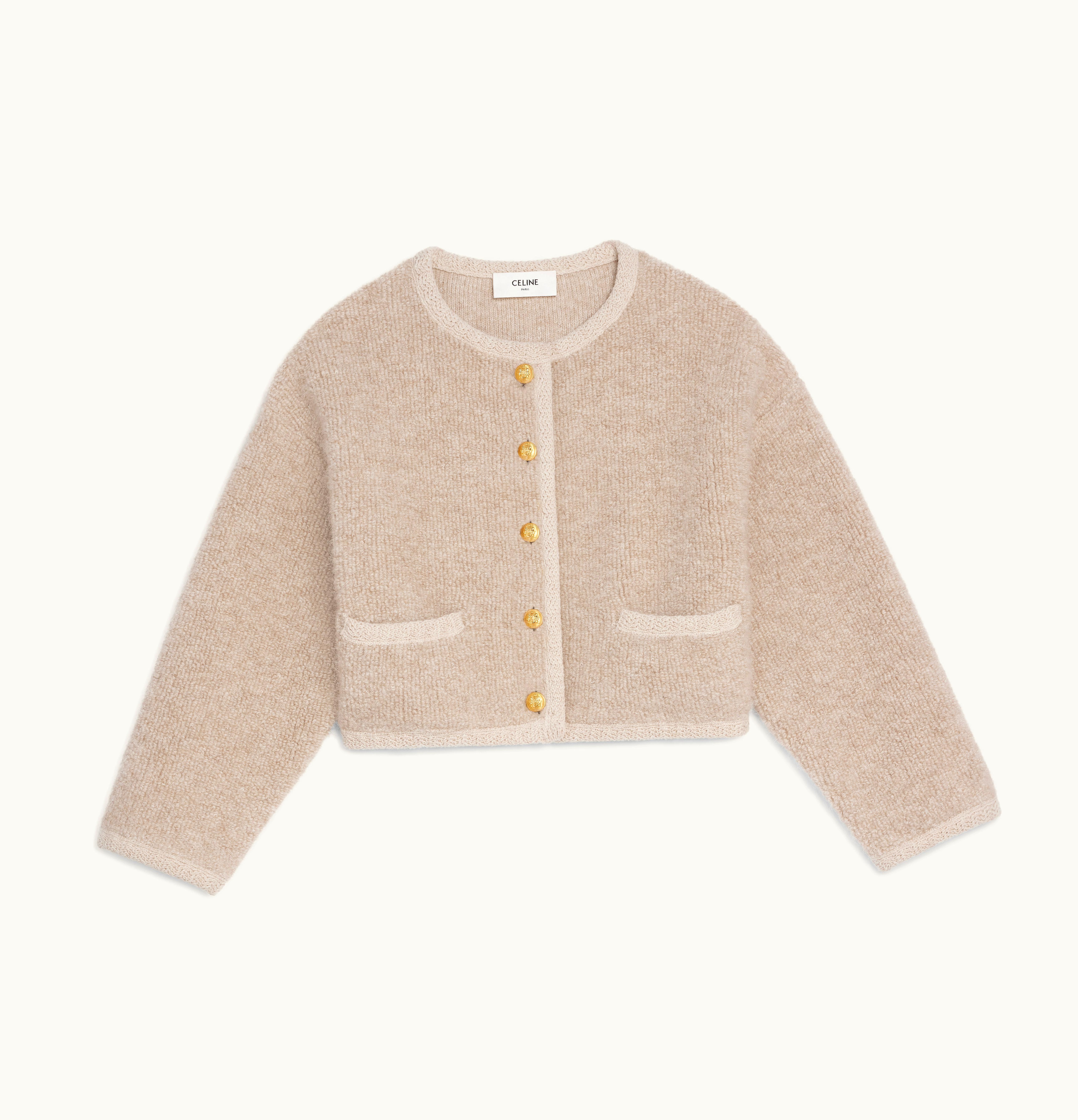 Celine Celine Cardigan Jacket In Alpaca Wool Oatmeal