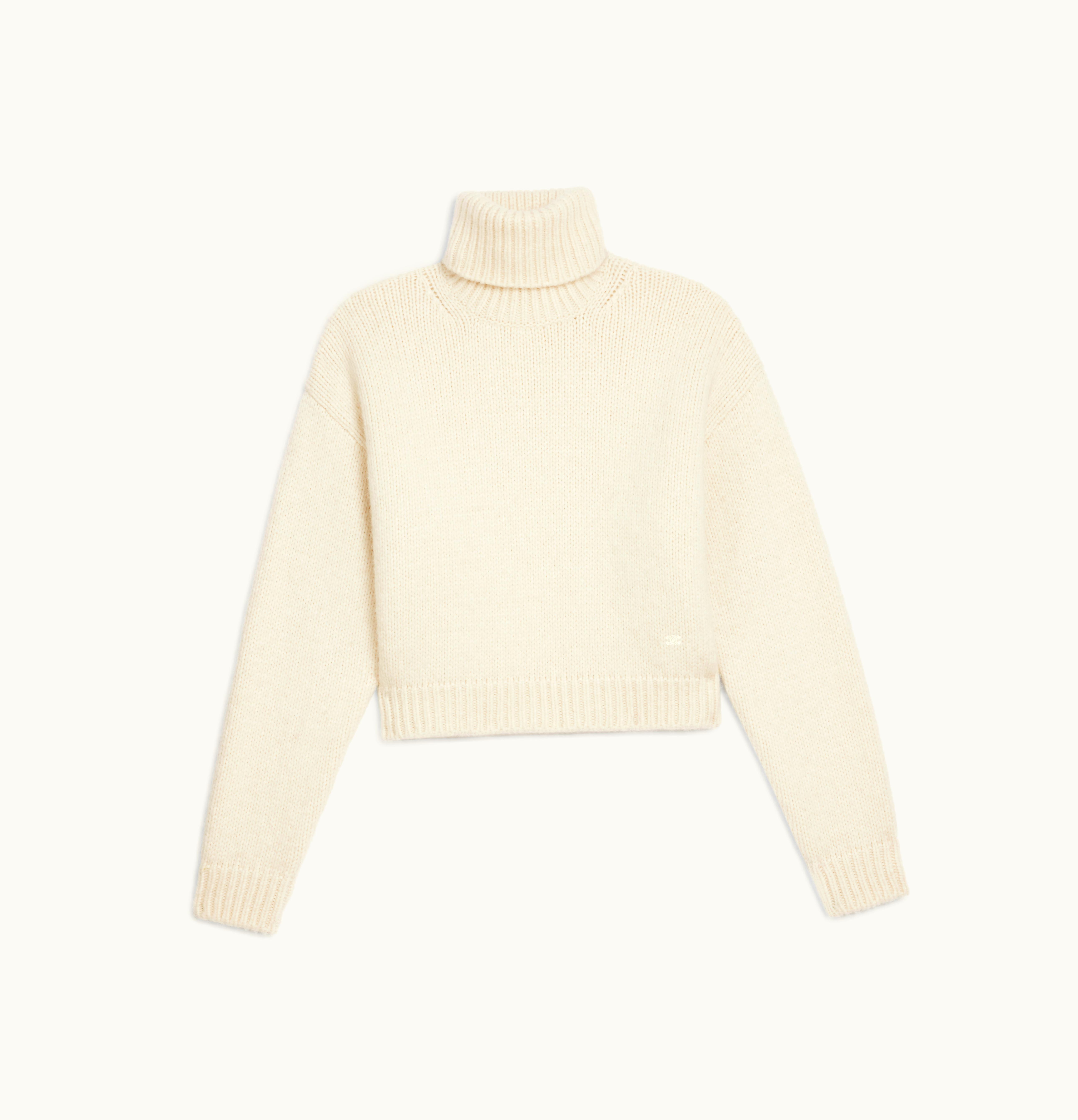 Celine Celine Triomphe Turtleneck Sweater In Alpaca Wool Off White