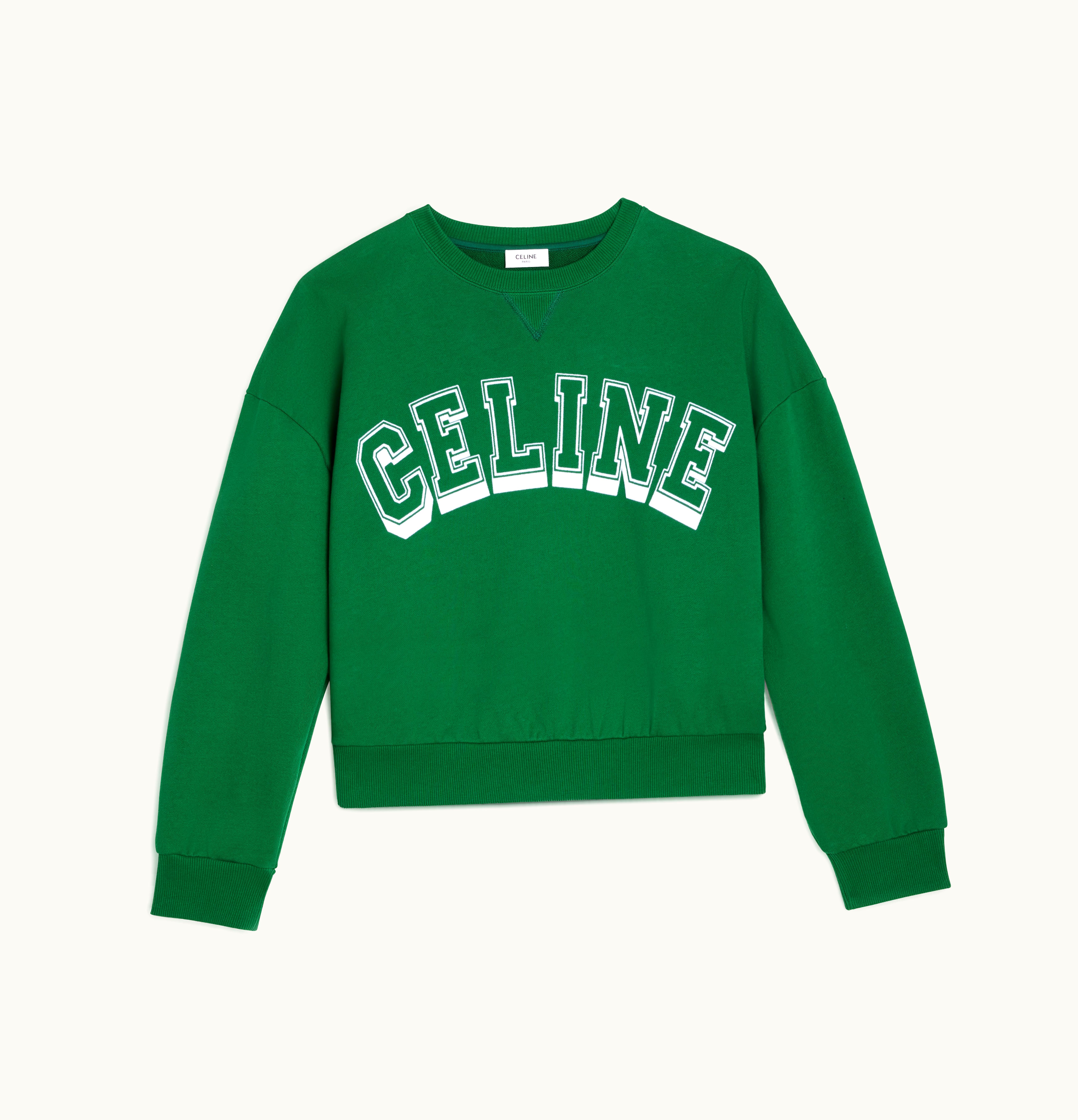 Celine Celine Oversized Celine Sweatshirt In Cotton Fleece Green/ Off White