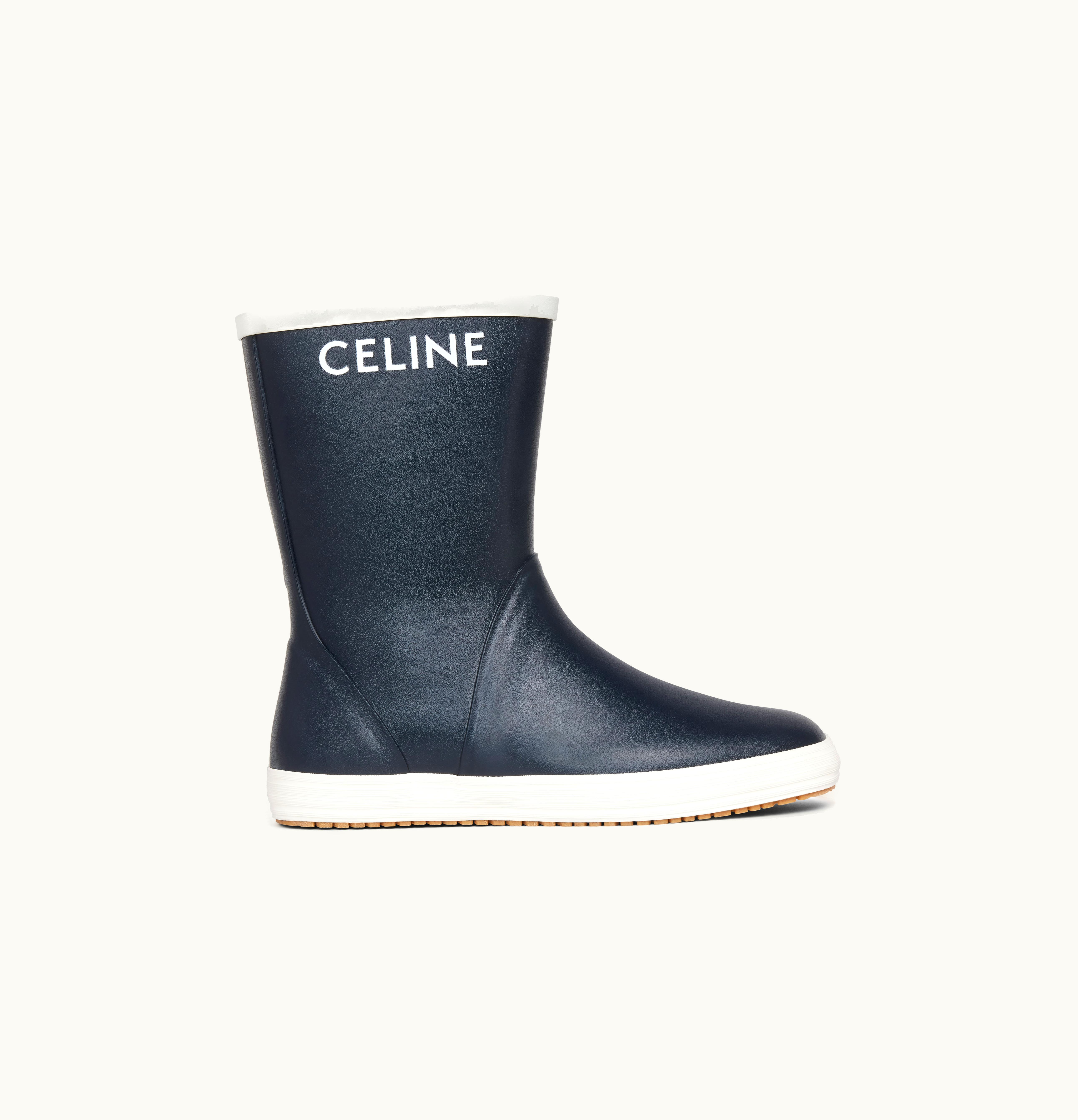 Celine Celine Flat Half Boot Les Bottes De Pont Celine In Natural Rubber Navy