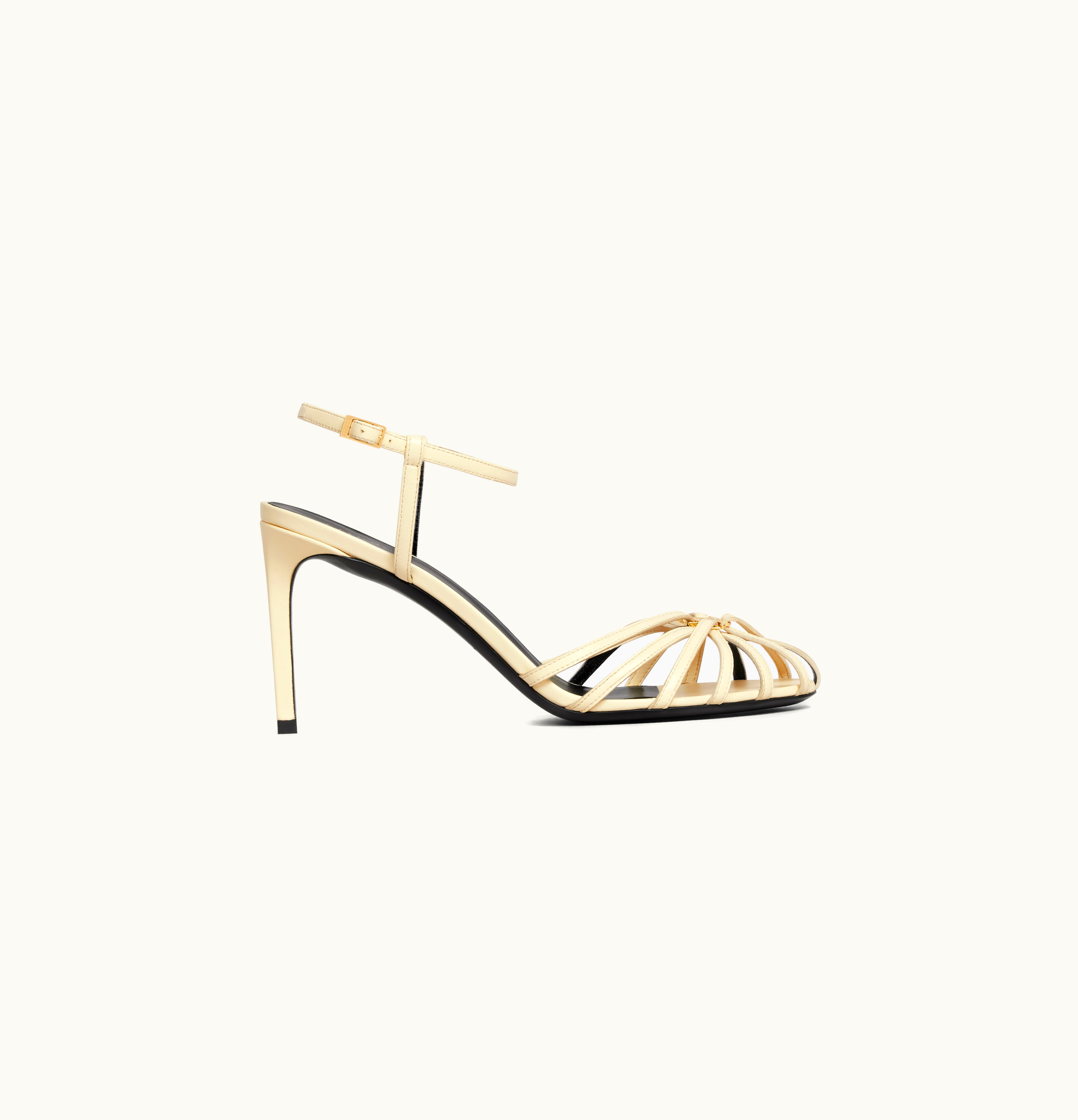 Celine Celine Triomphe Sandal In Calfskin Soft Yellow