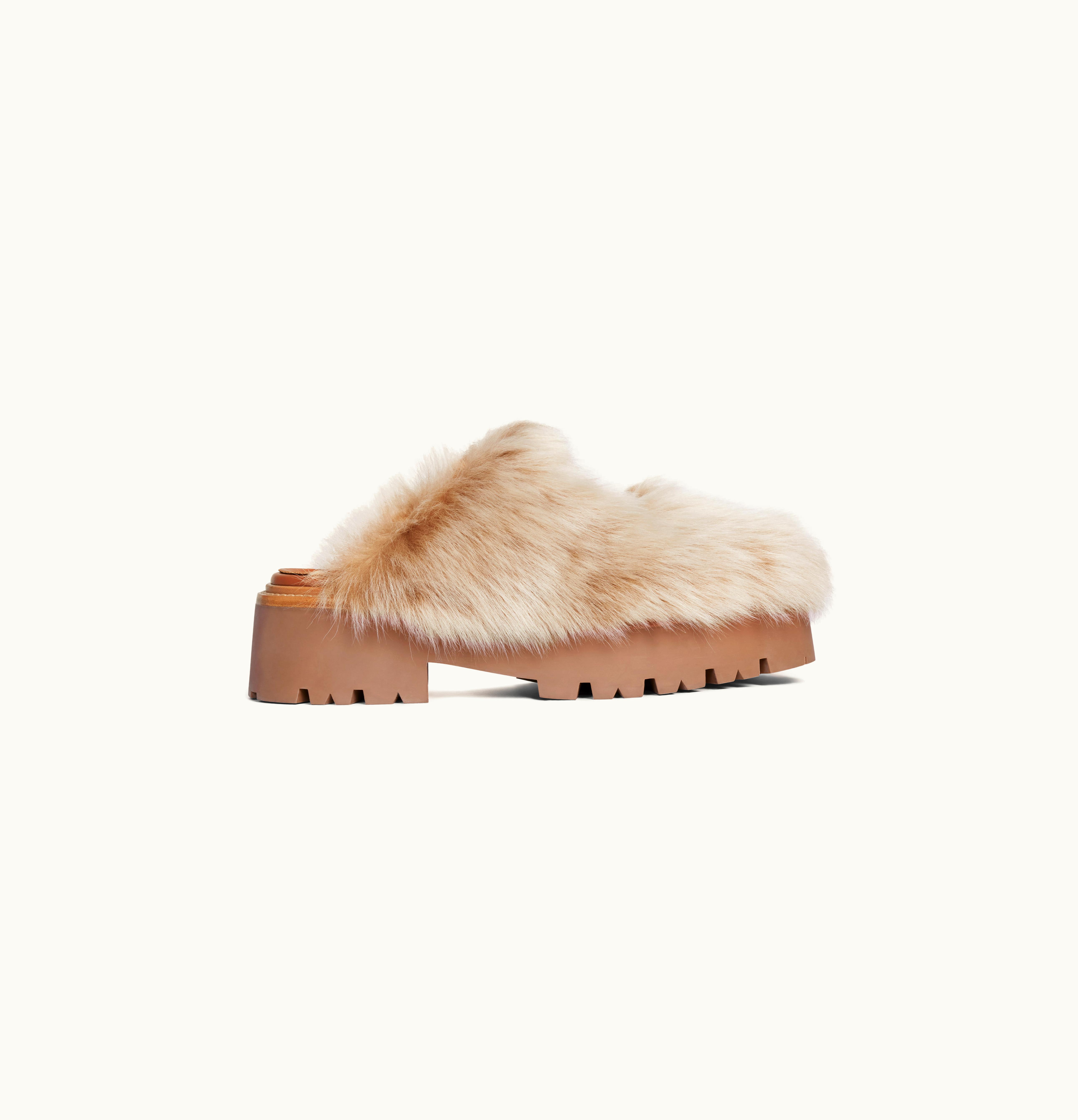 Celine Celine Bulky Closed Mule In Lambfur Natural