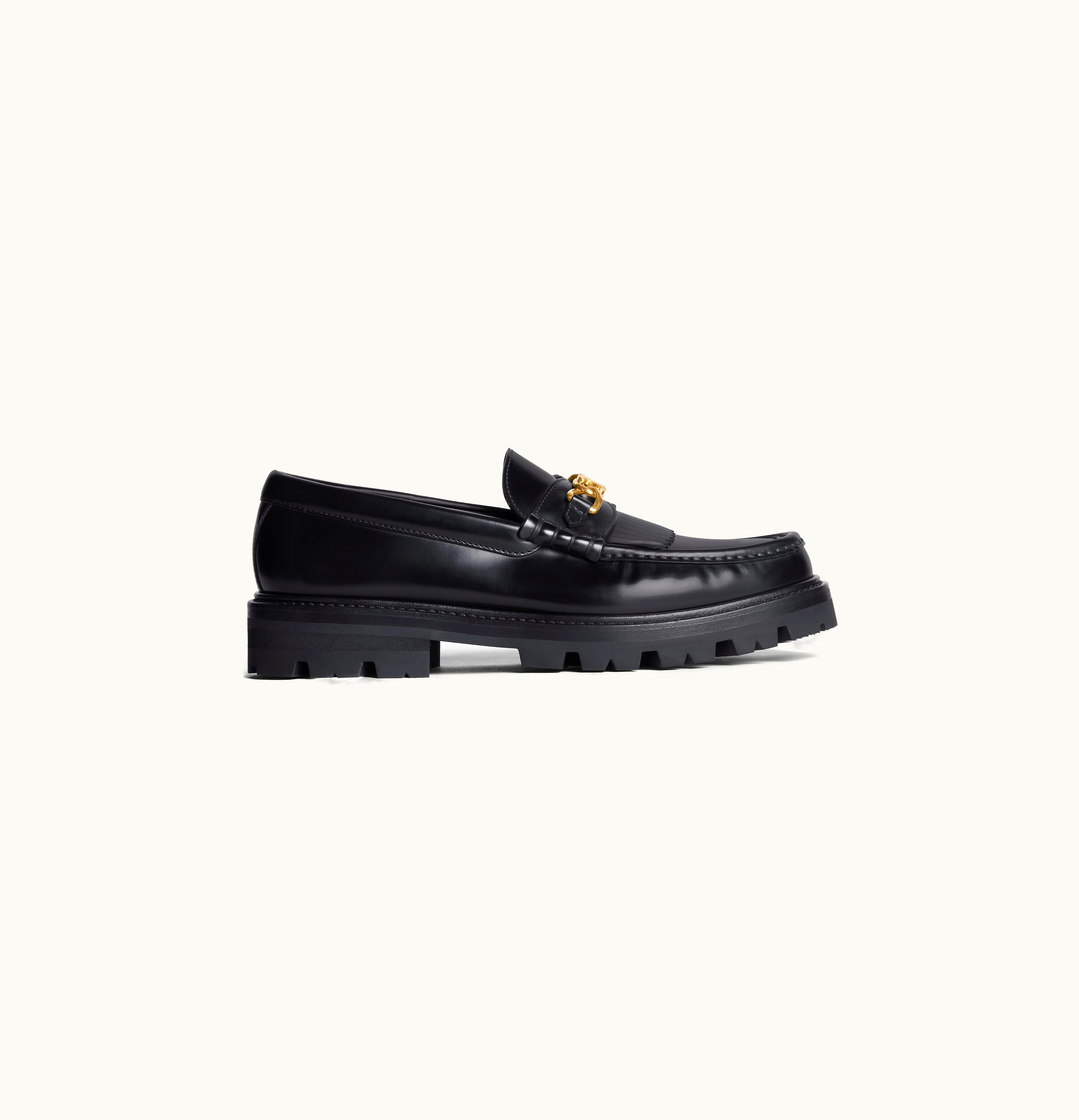 Celine Celine Margaret Loafer With Triomphe Chain In Polished Bull Black