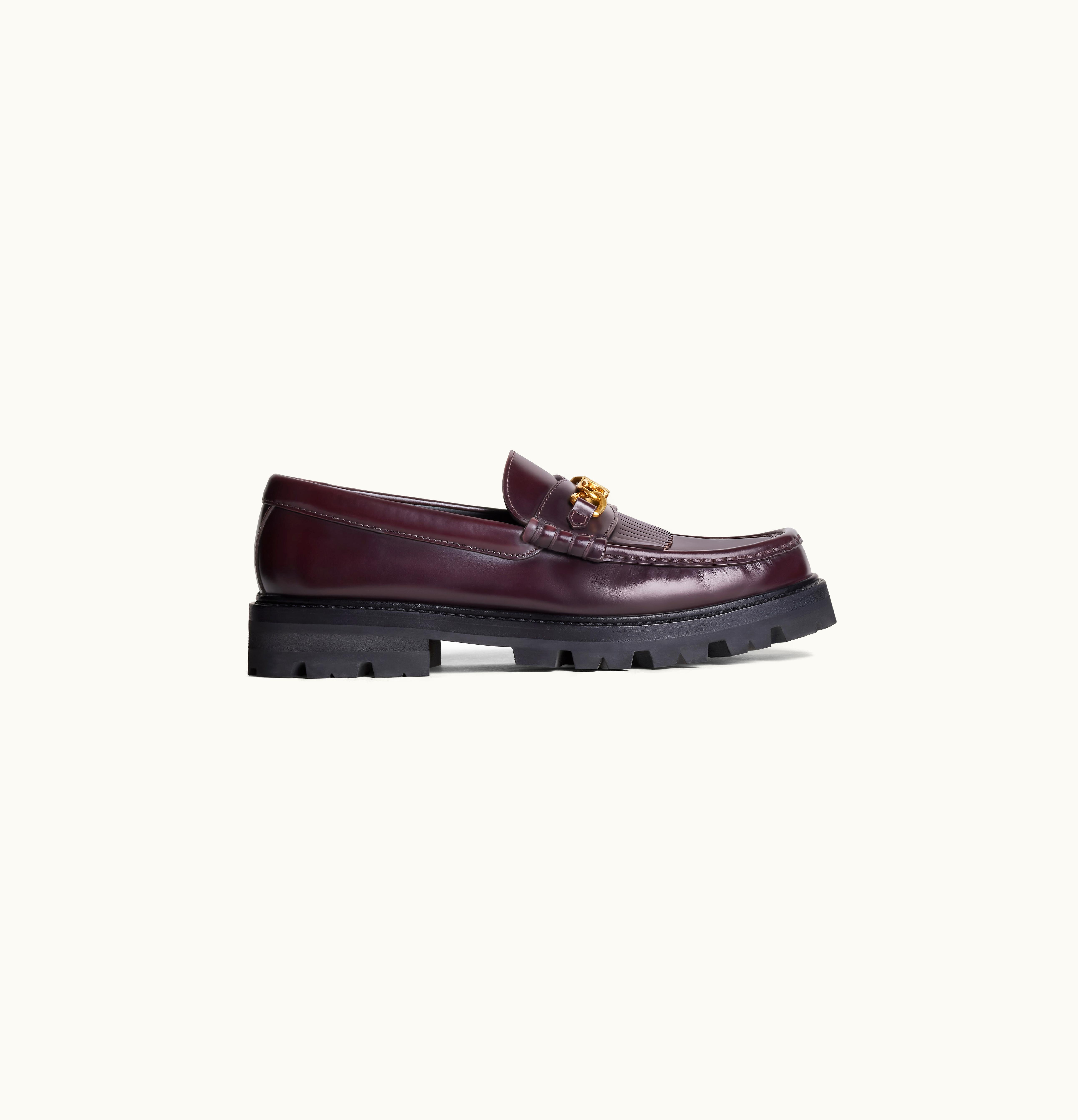Celine Celine Margaret Loafer With Triomphe Chain In Polished Bull Burgundy