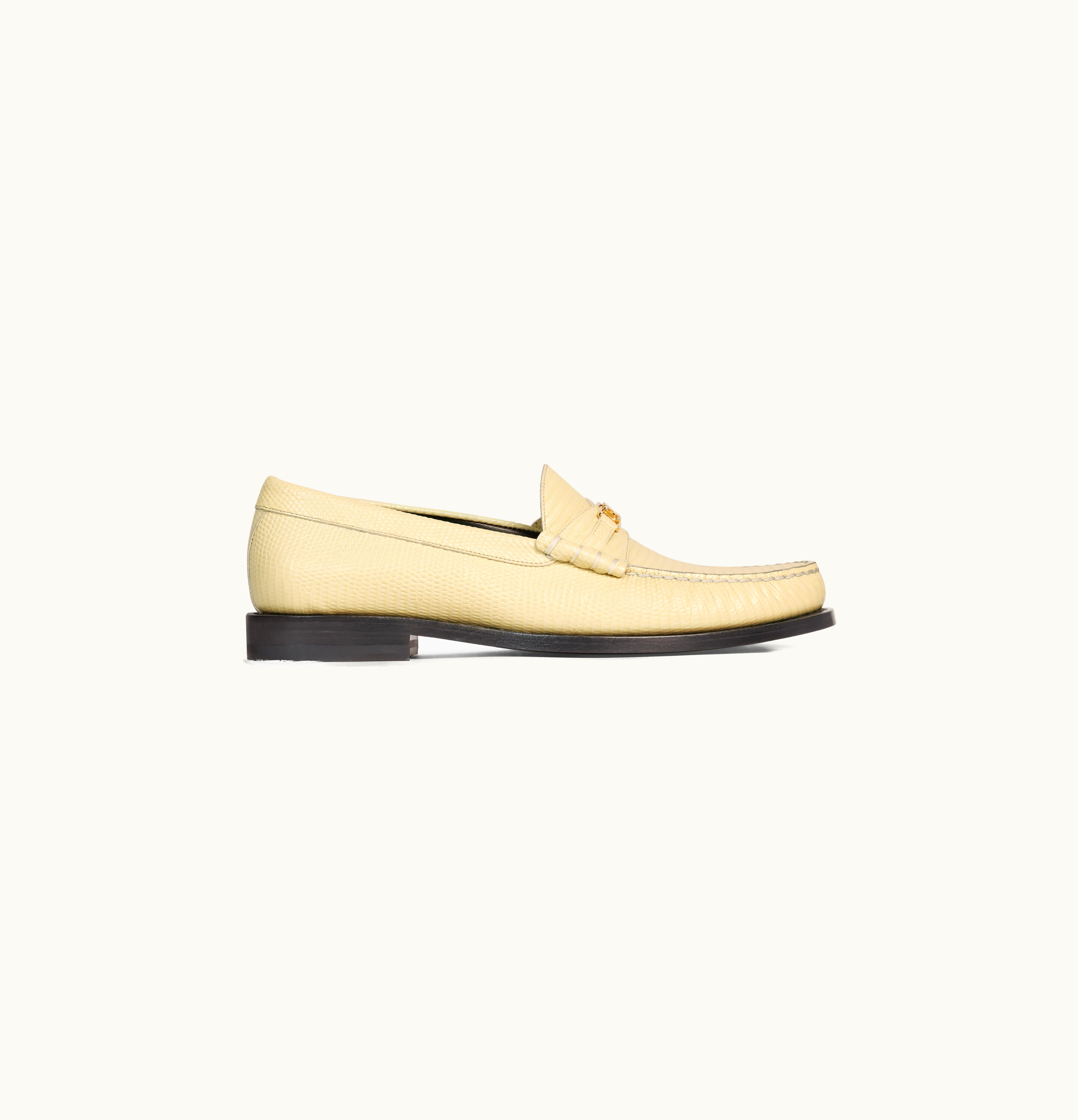 Celine Celine Luco Triomphe Loafer In Lizard Stamped Calfskin Light Yellow