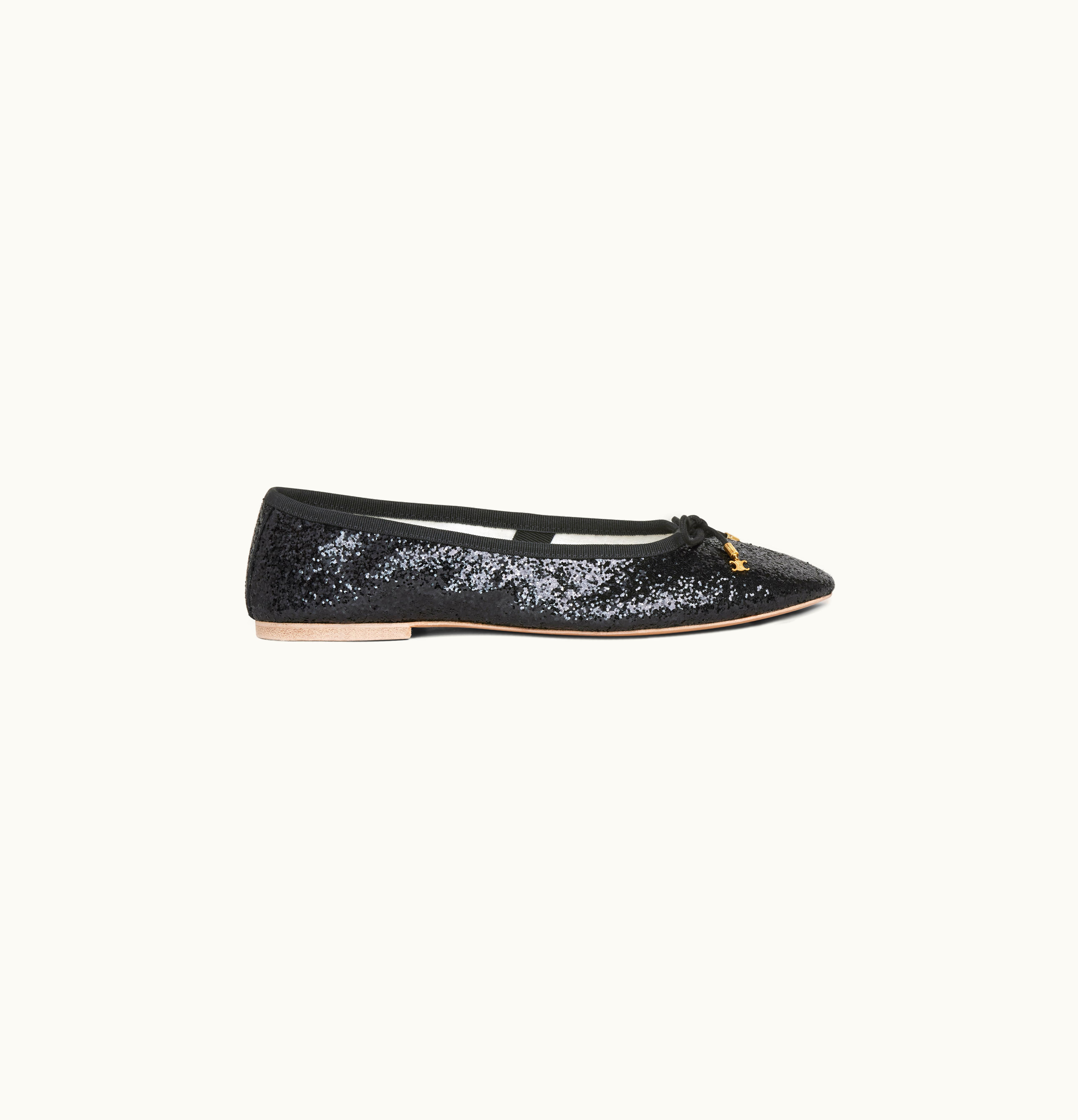 Celine Celine Les Ballerines Celine Ballerina With Laces In Glitter Black