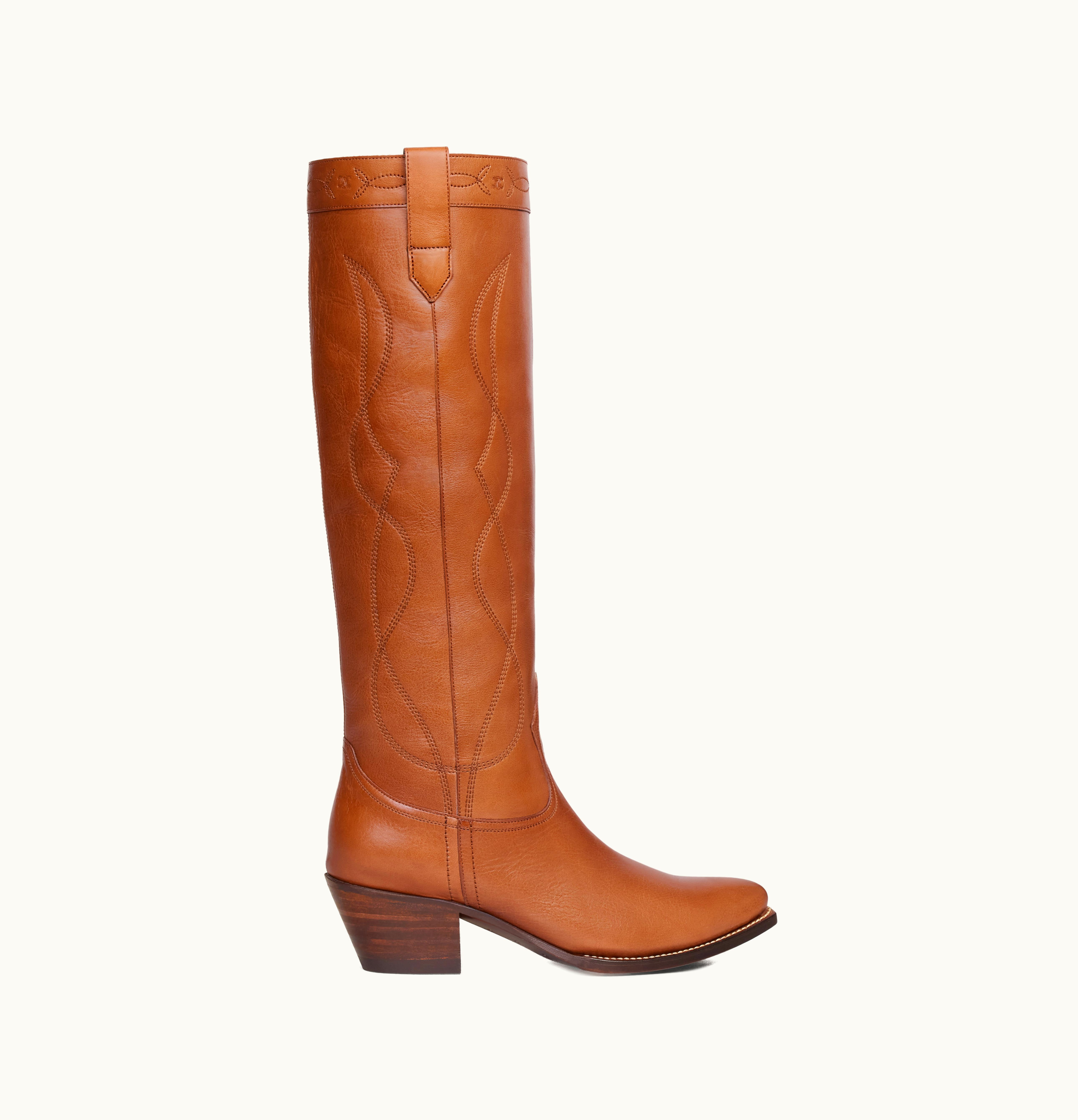 Celine Celine High Boot Western Boots In Calfskin Honey
