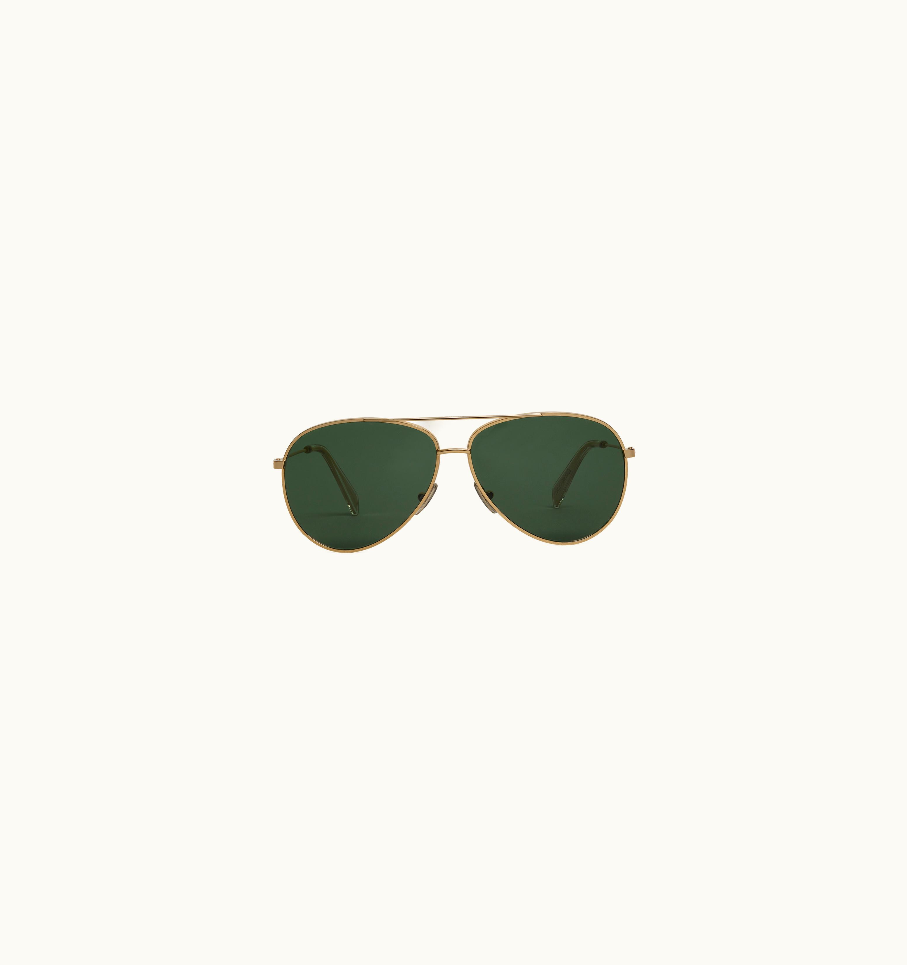 Celine Celine Metal Frame 02 Sunglasses In Metal With Mineral Glass Lenses Gold/Green
