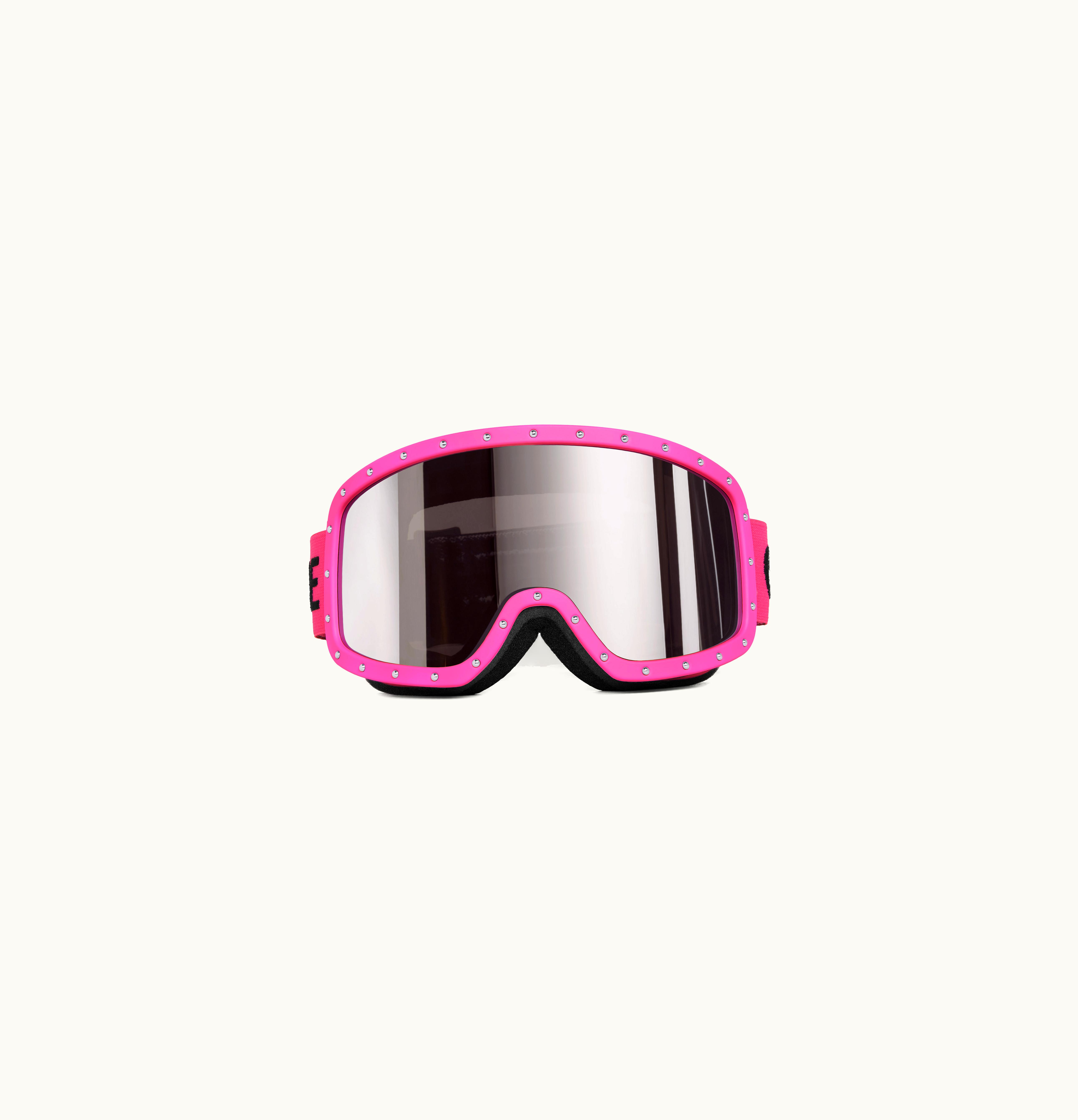 Celine Celine Ski Mask In Plastic With Metal Studs & Mirror Lenses Neon Magenta