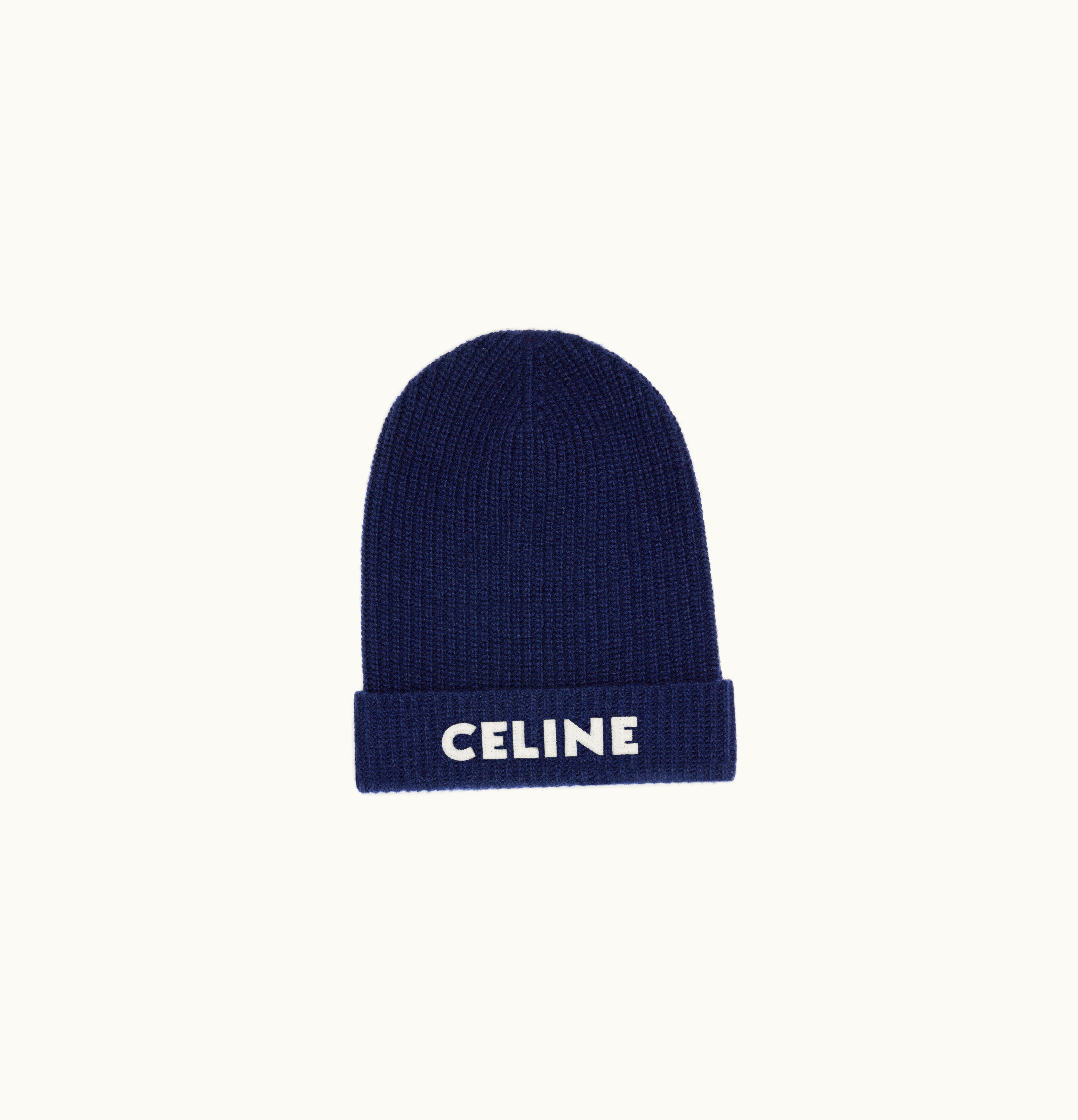 Celine Celine Beanie In Ribbed Wool Navy