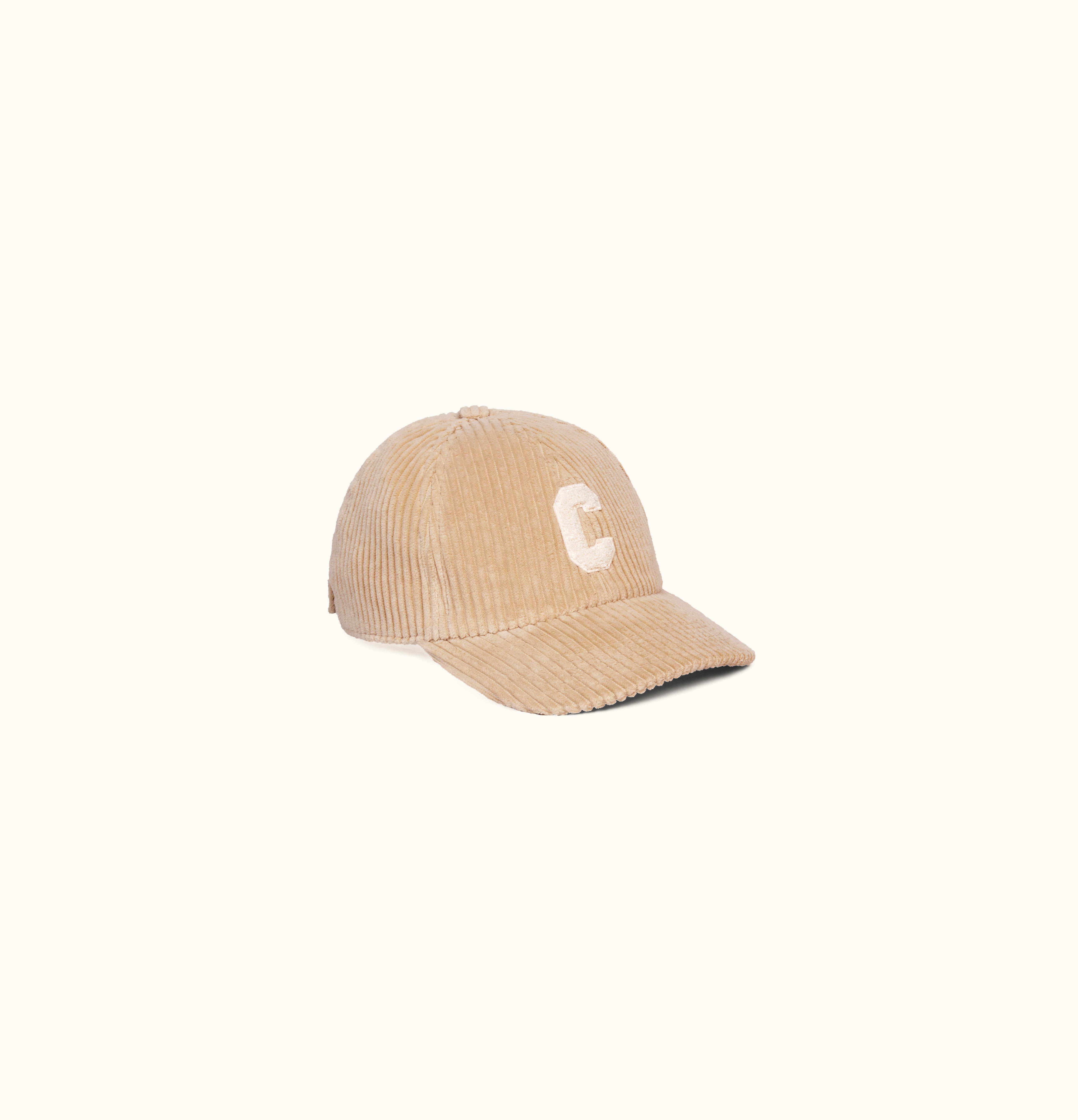 Celine Celine Initial Baseball Cap In Corduroy Beige