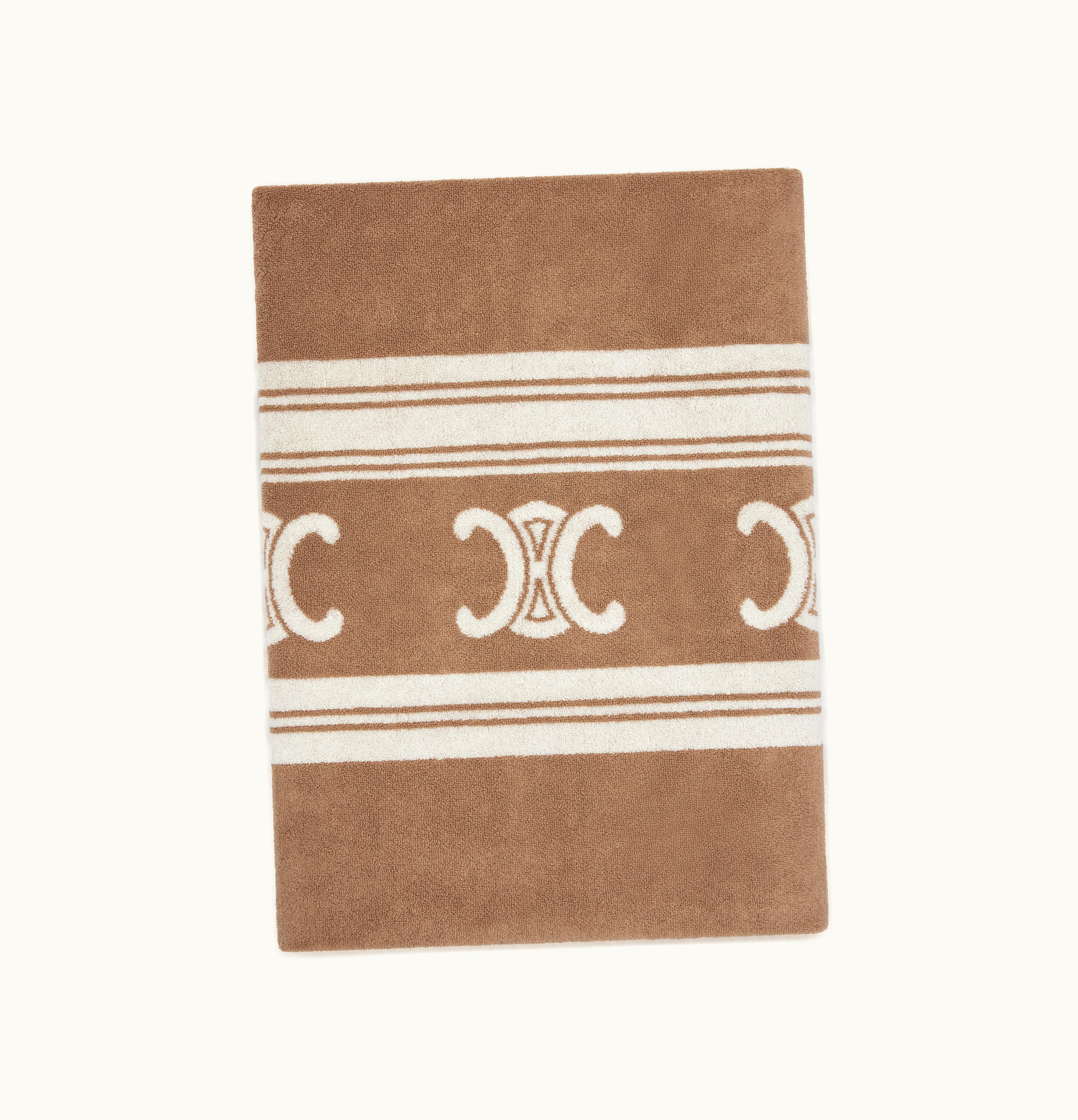 Celine Celine Triomphe Beach Towel In Terry Cotton Beige Cr‚Àö¬Æme