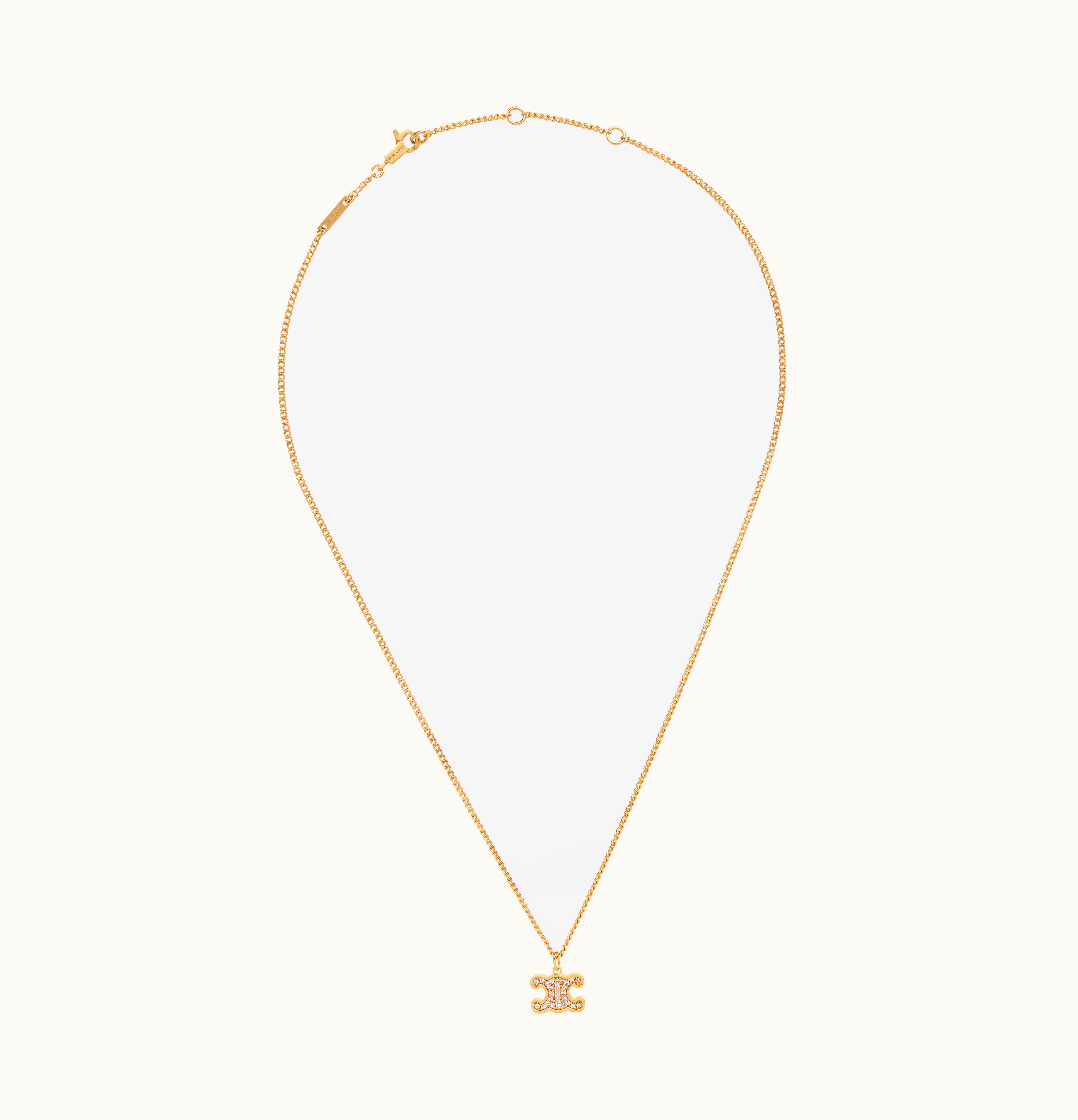 Celine Celine Triomphe Rhinestone Necklace In Brass With Gold Finish And Crystals Gold