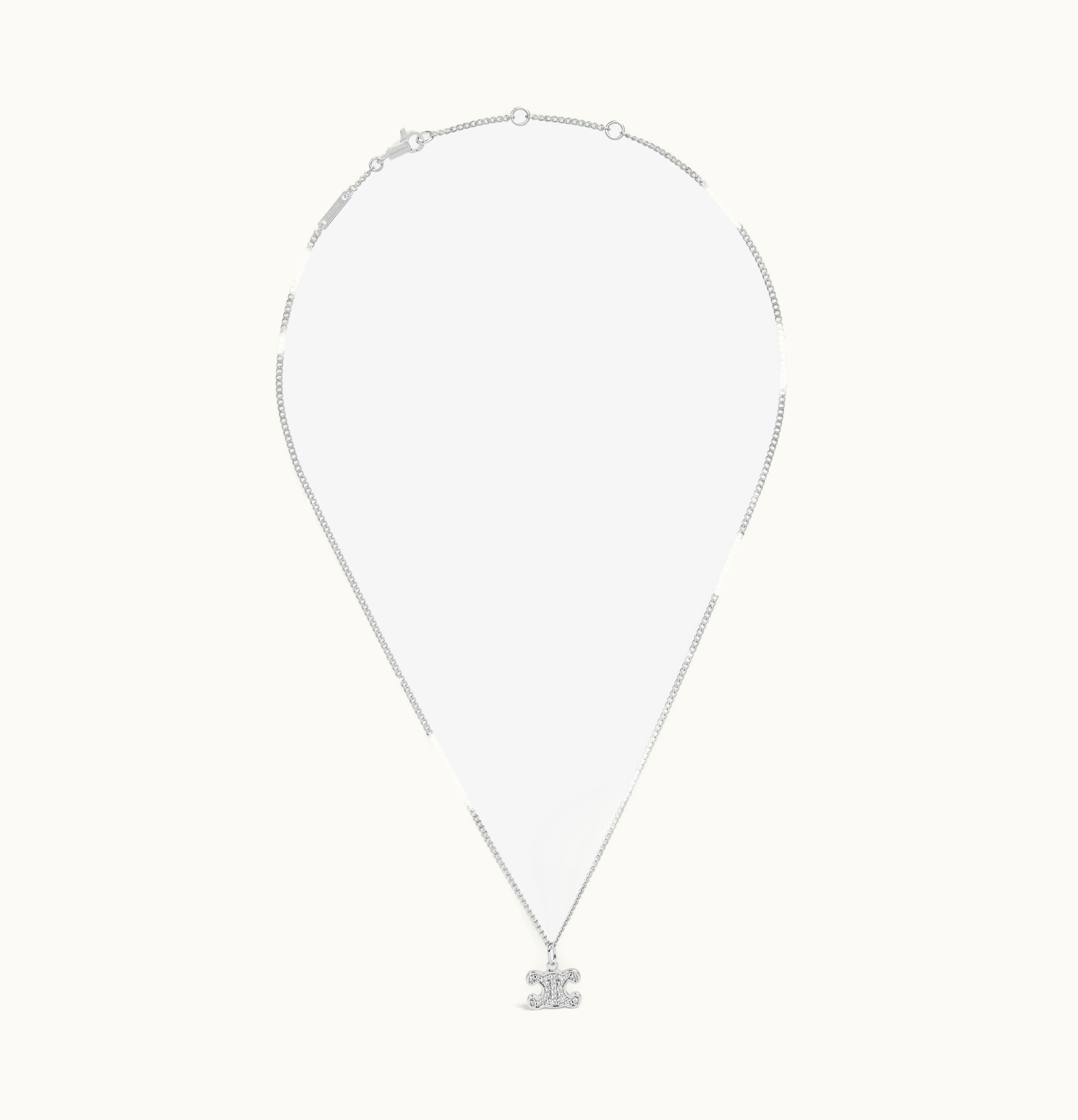 Celine Celine Triomphe Rhinestone Necklace In Brass With Rhodium Finish And Crystals Silver