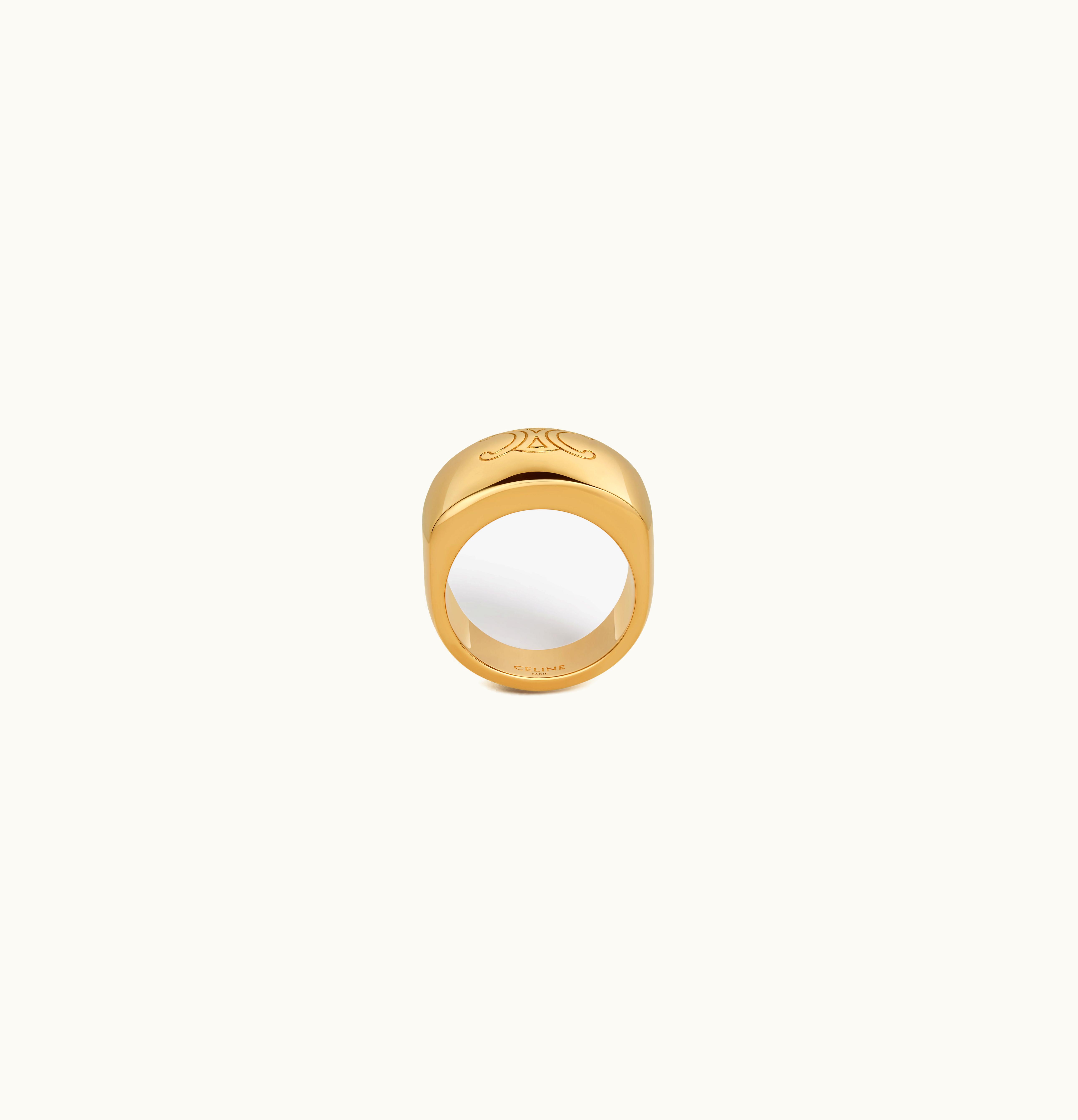 Celine Celine Triomphe Bold Ring In Brass With Gold Finish Gold