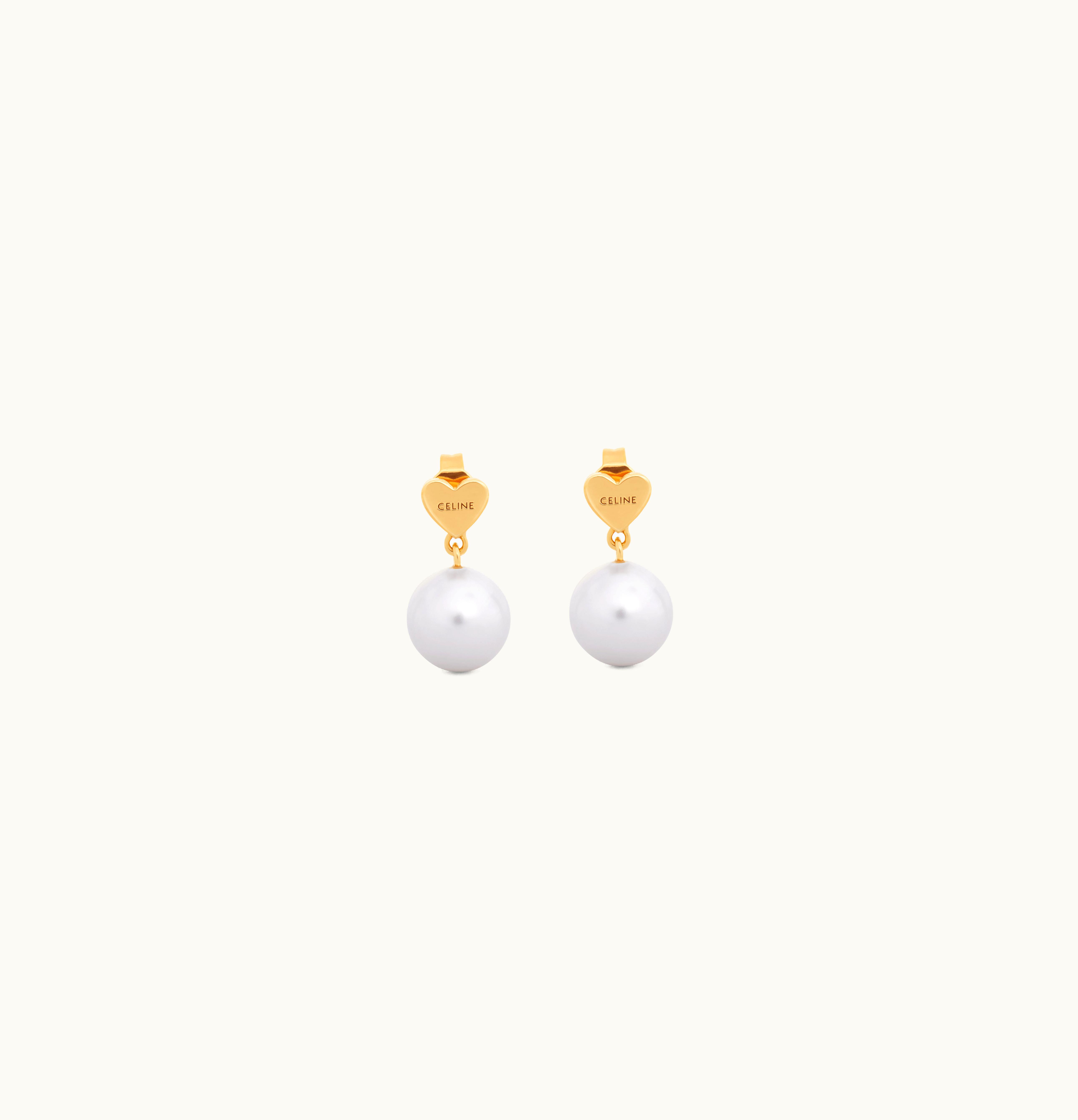 Celine Celine Coeur Celine Earrings In Brass With Gold Finish And Glass Pearls Gold / Ivory
