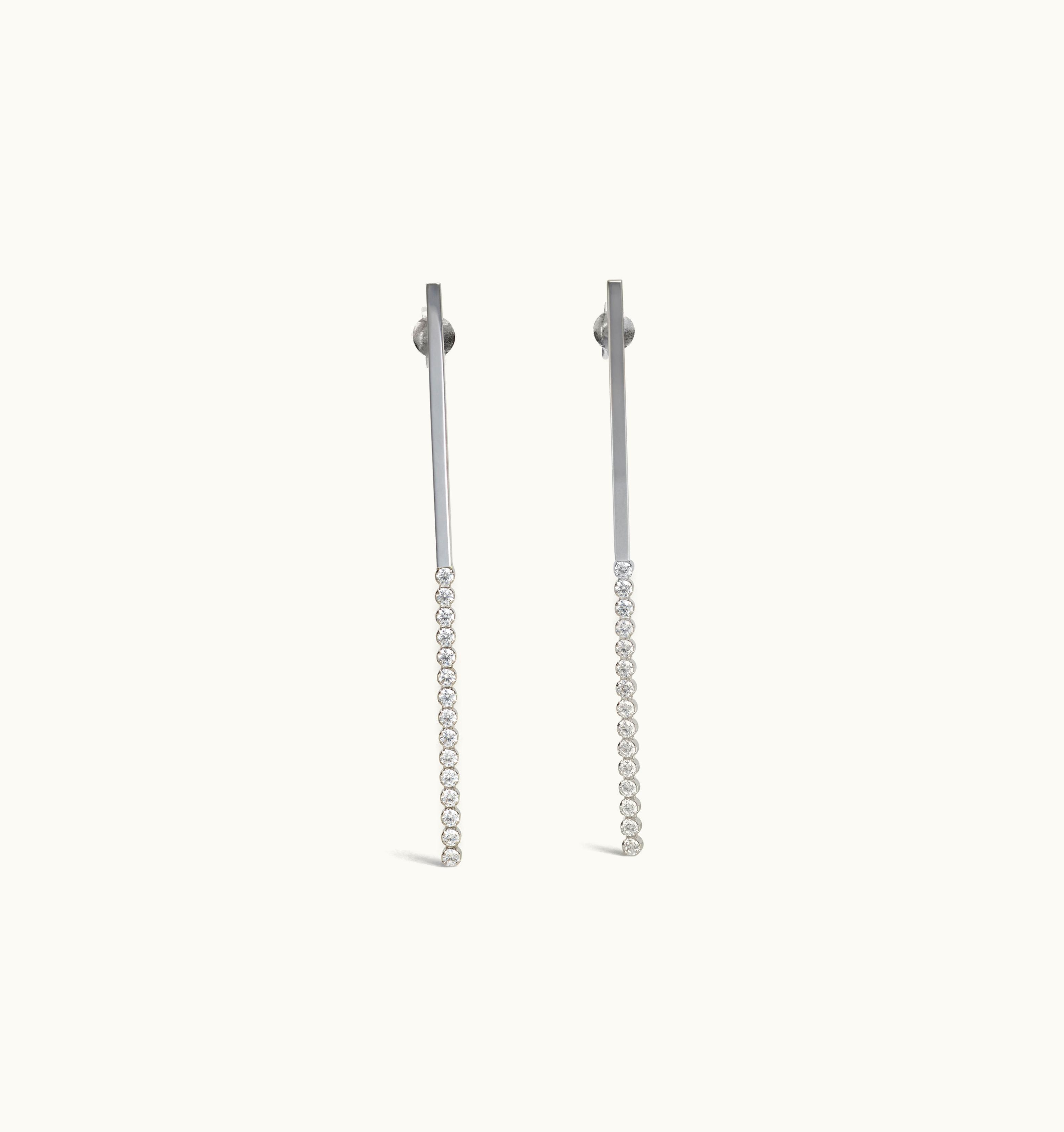 Celine Celine Edwige Earrings In Brass With Rhodium Finish And Crystals Silver