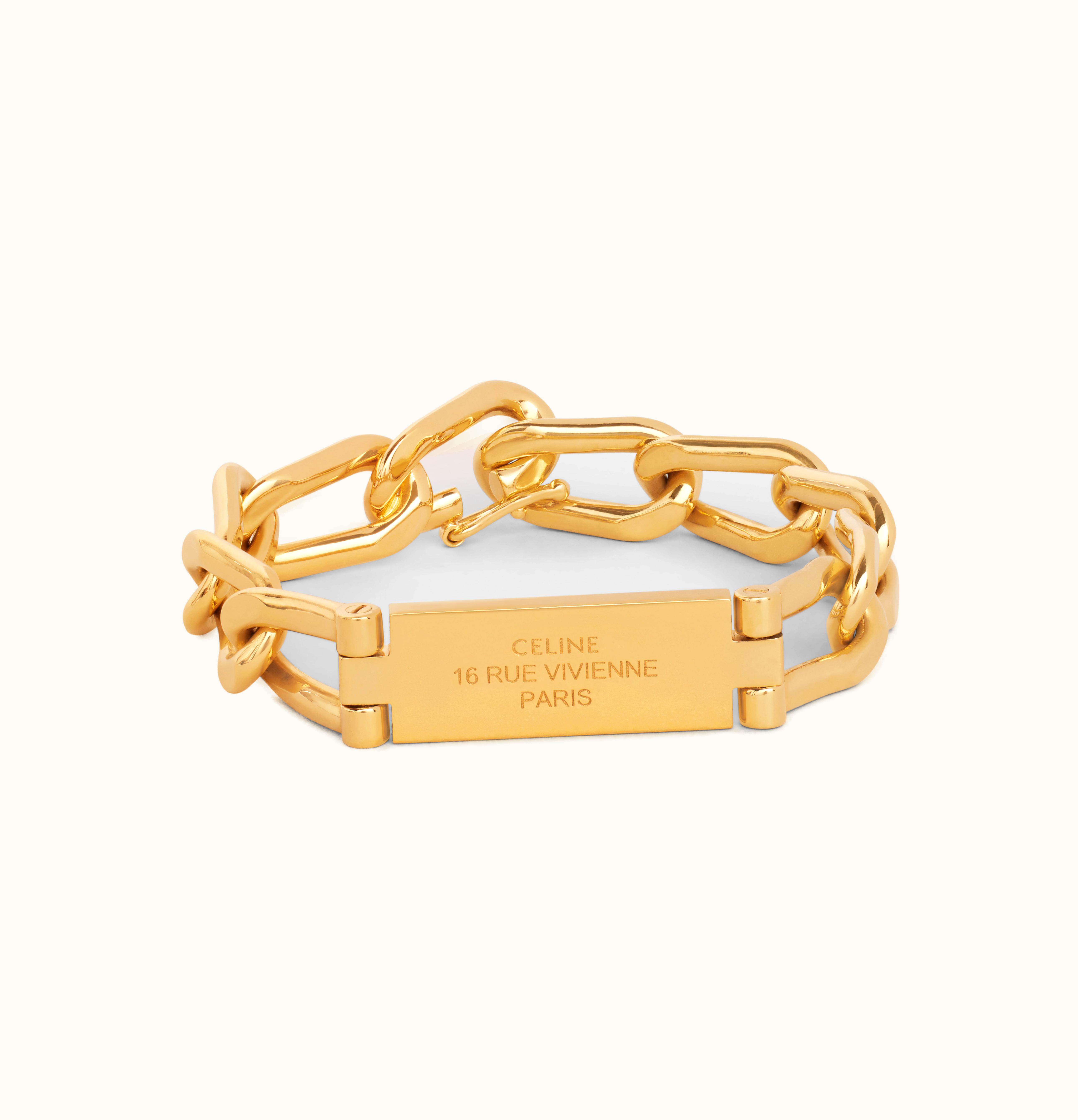 Celine Celine 16 Rue Vivienne Gourmette Bracelet In Brass With Gold Finish Gold