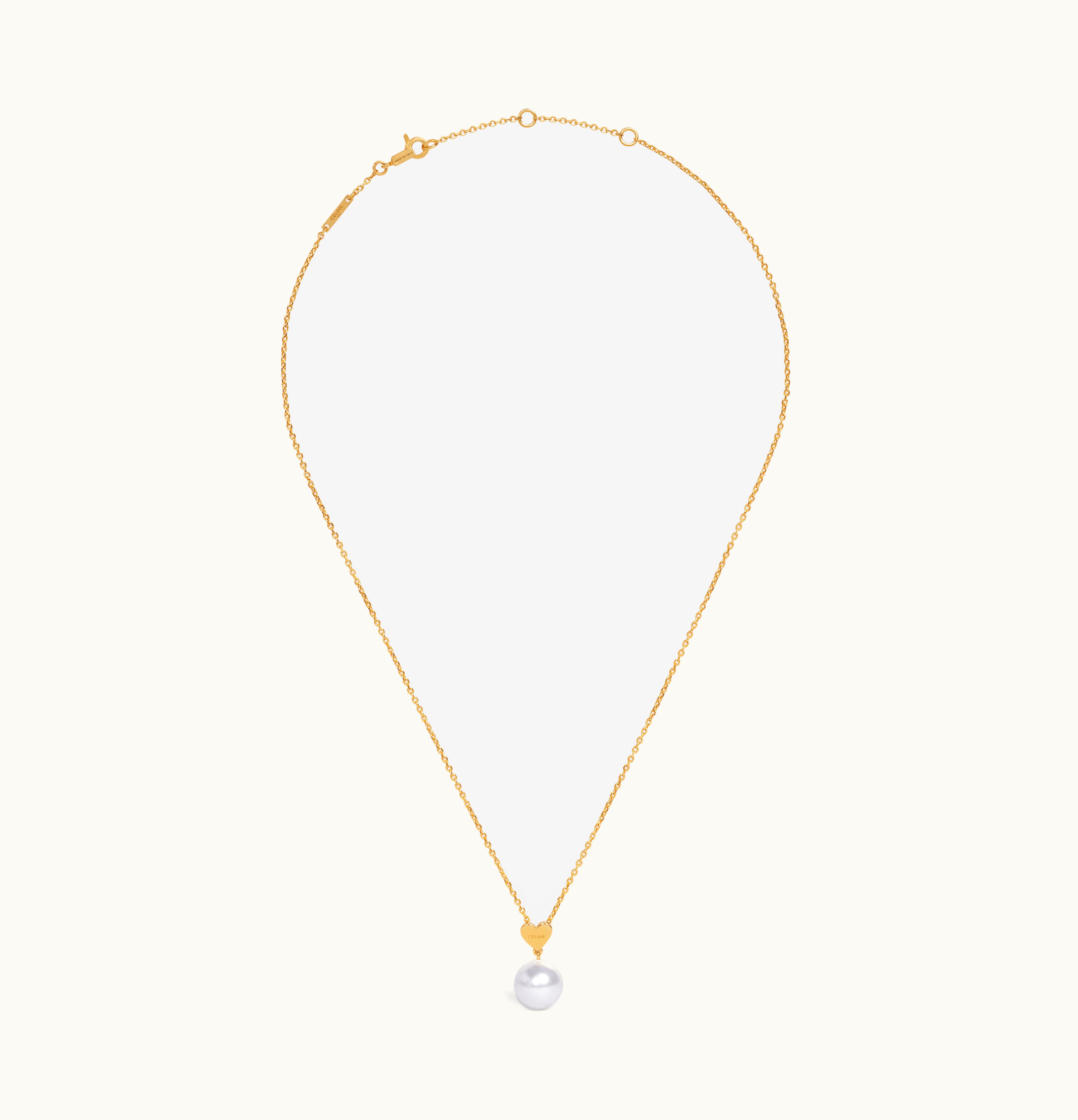 Celine Celine Coeur Celine Necklace In Brass With Gold Finish And Glass Pearl Gold / Ivory