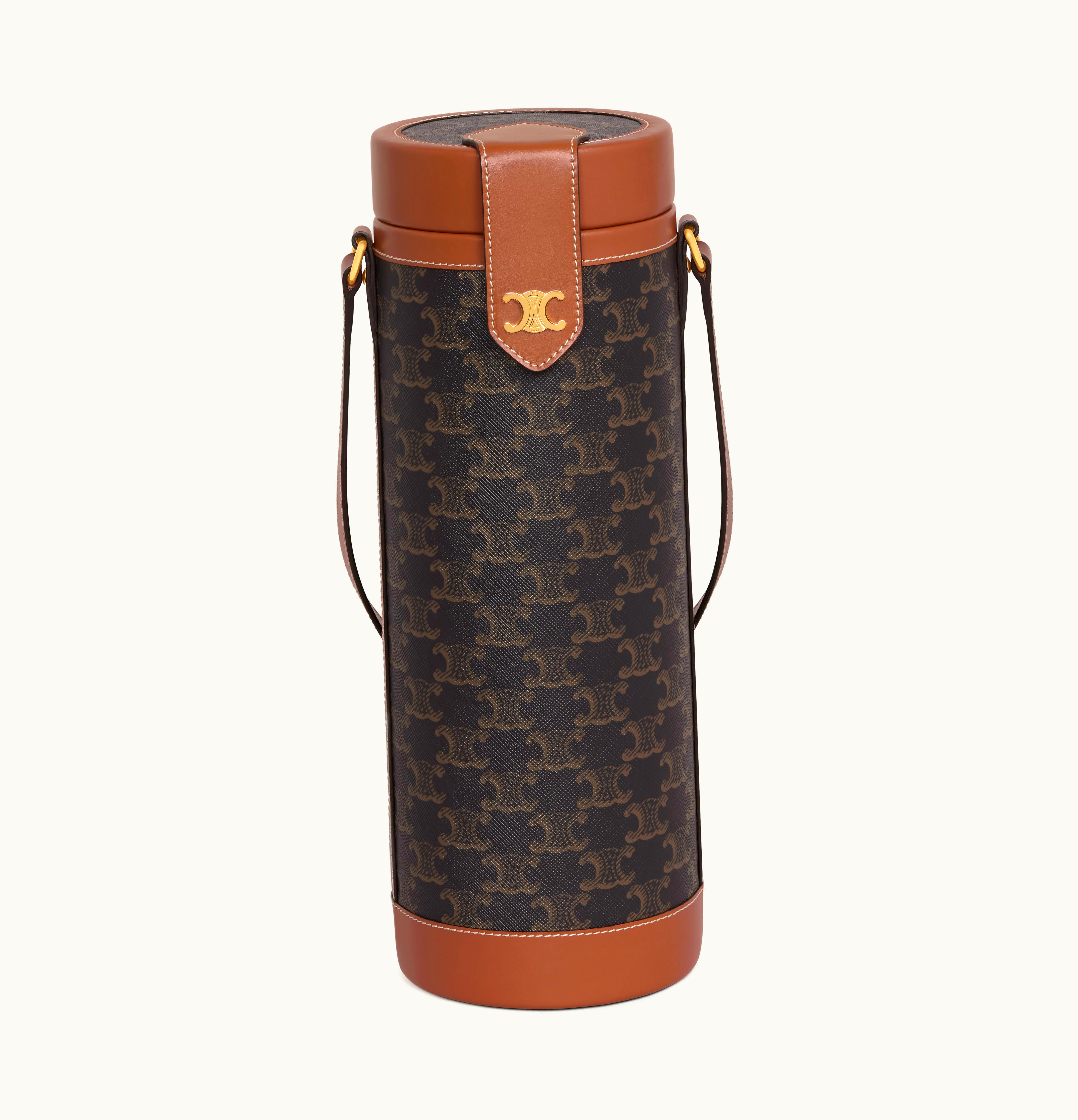 Celine Celine Champagne Case In Triomphe Canvas And Calfskin Tan