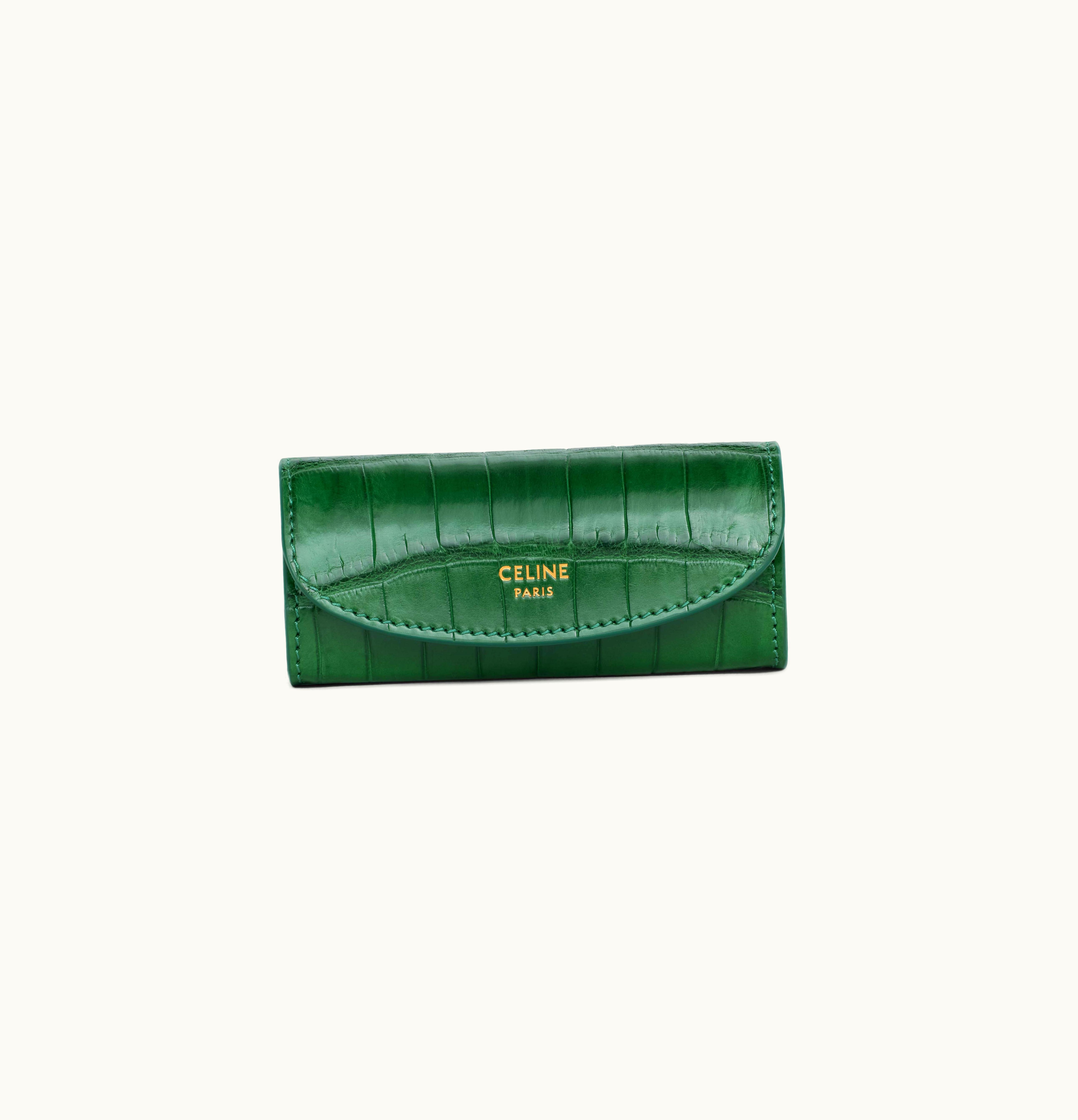 Celine Celine Ring Case In Crocodile Malachite