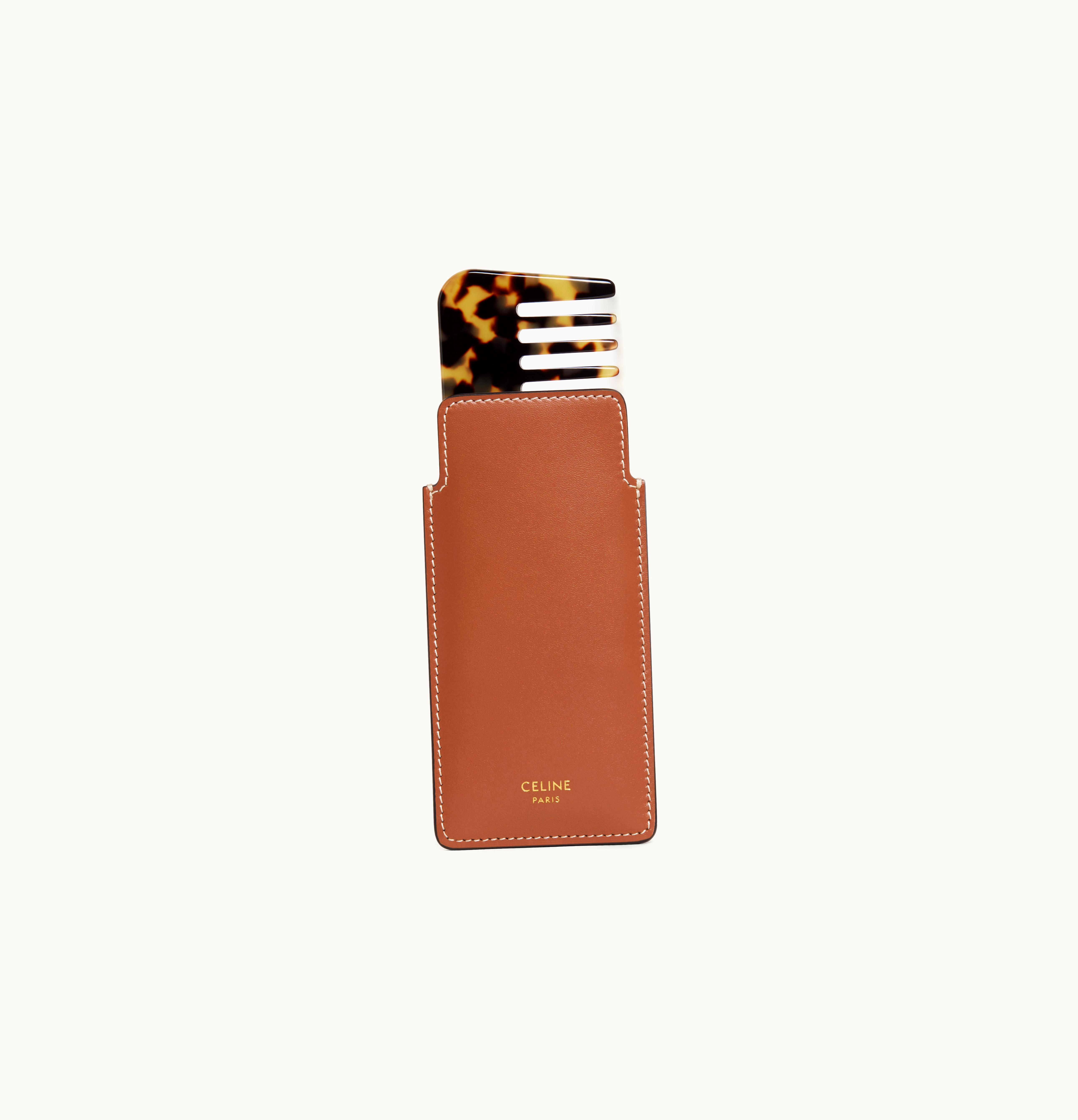 Celine Celine Small Hair Comb In Smooth Calfskin Tan