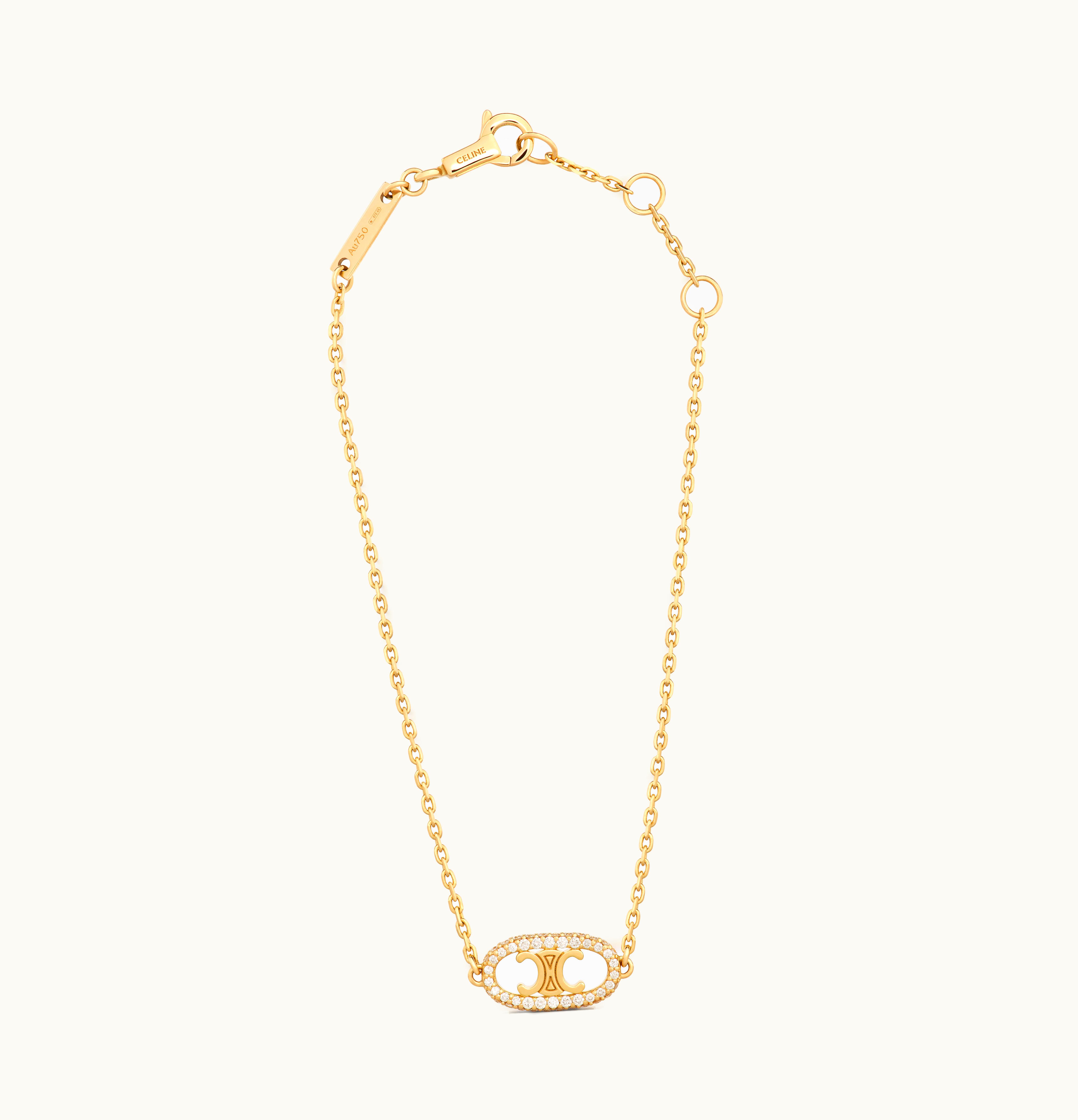 Celine Celine Maillon Triomphe Bracelet In Yellow Gold And Diamonds Yellow Gold & White