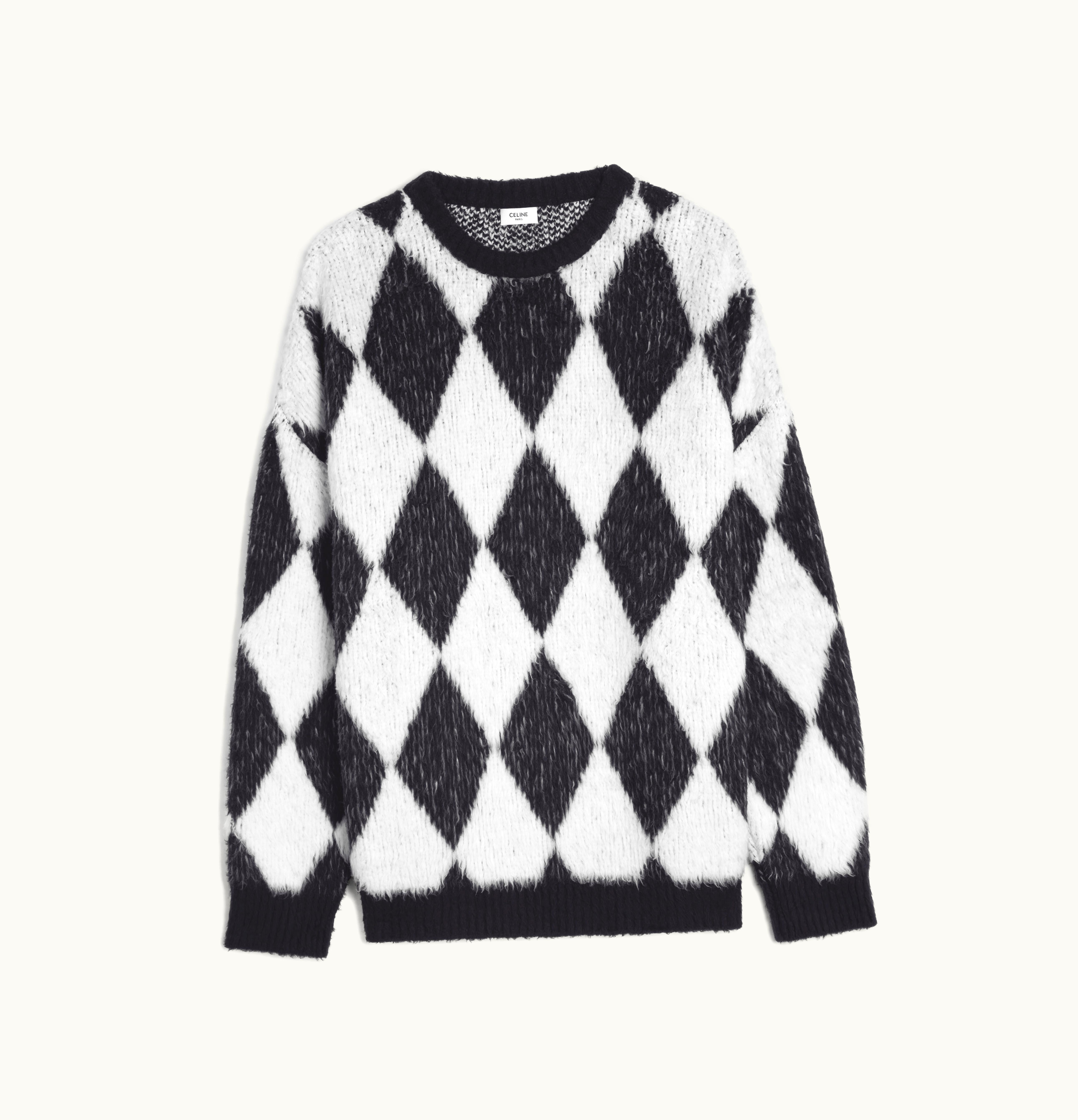Celine Celine Boxy Surfer Sweater In Brushed Cotton Black / Ecru
