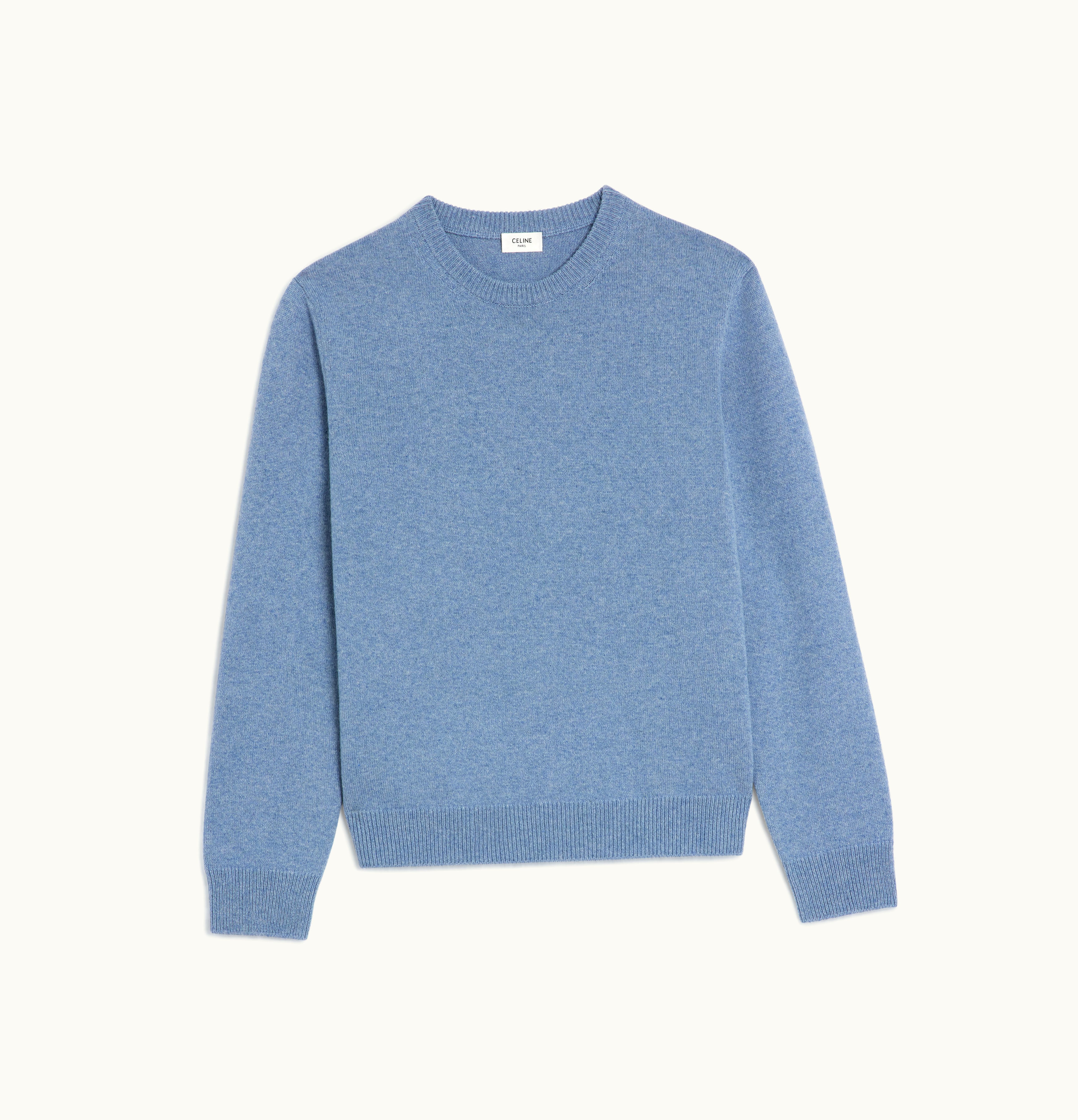 Celine Celine Crew Neck Sweater In Heritage Cashmere Bleu Denim