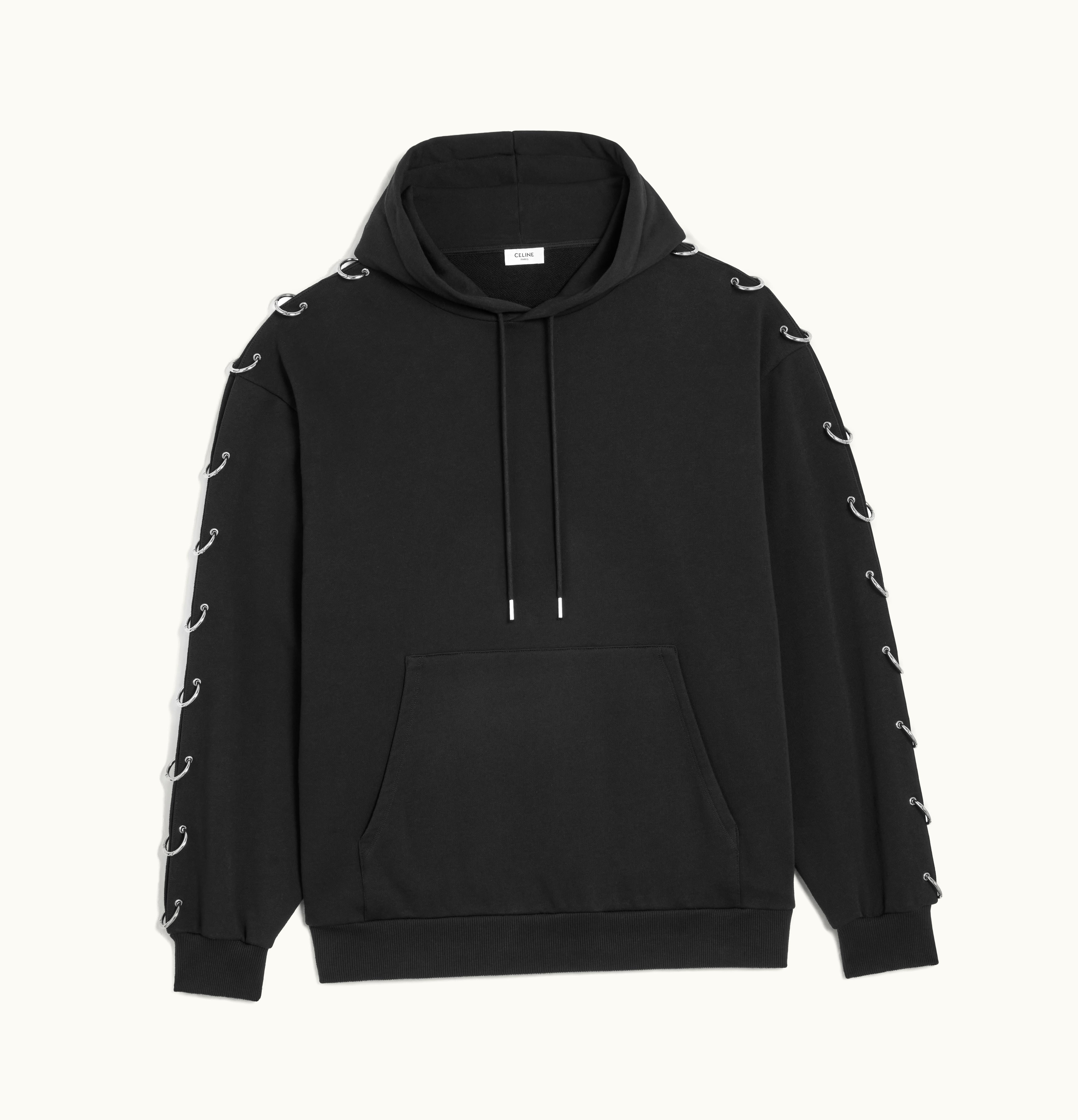 Celine Celine Oversized Rings Hoodie In Fleece Black / Silver