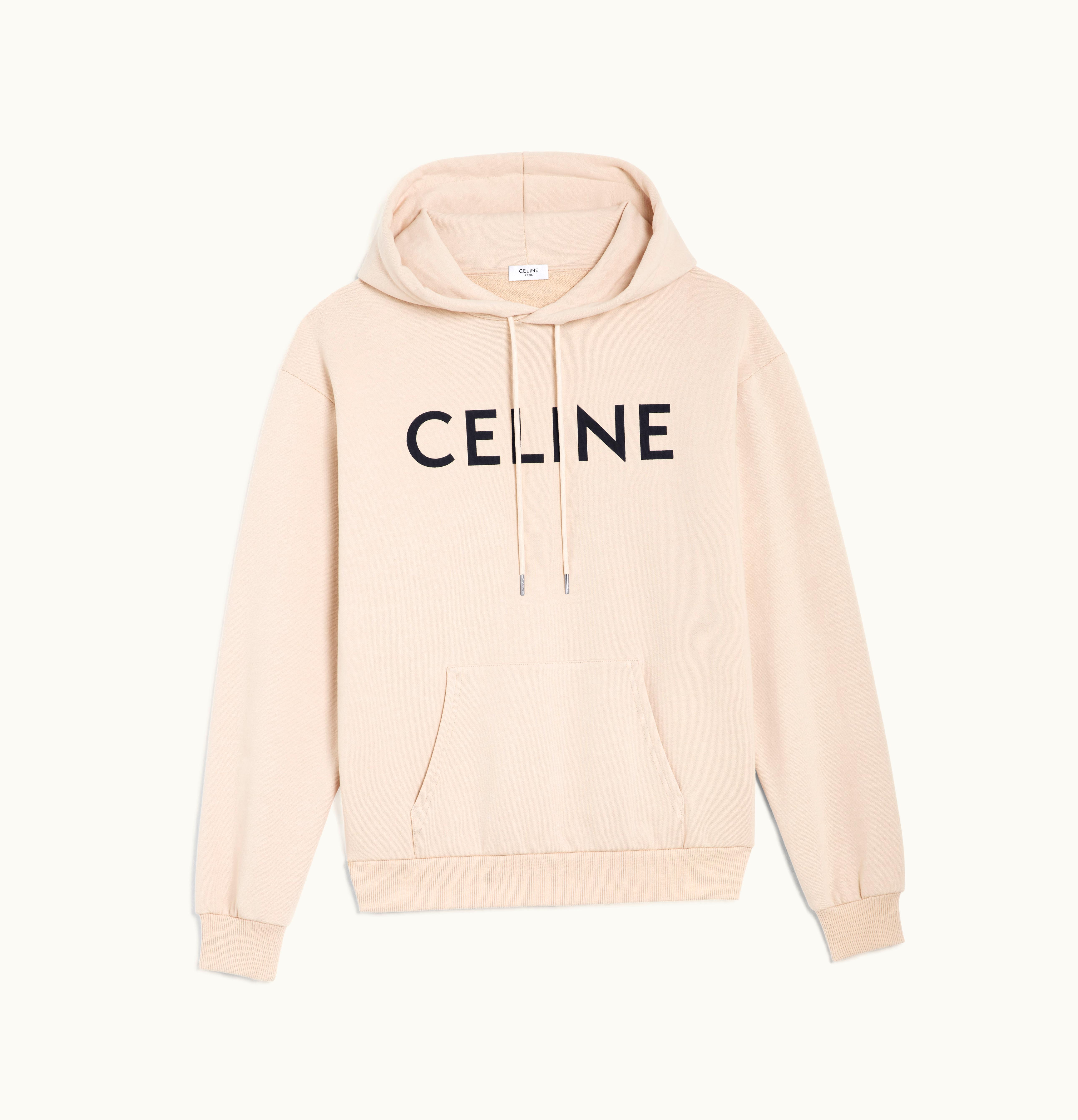 Celine Celine Loose Hoodie In Cotton Fleece Champagne/Noir