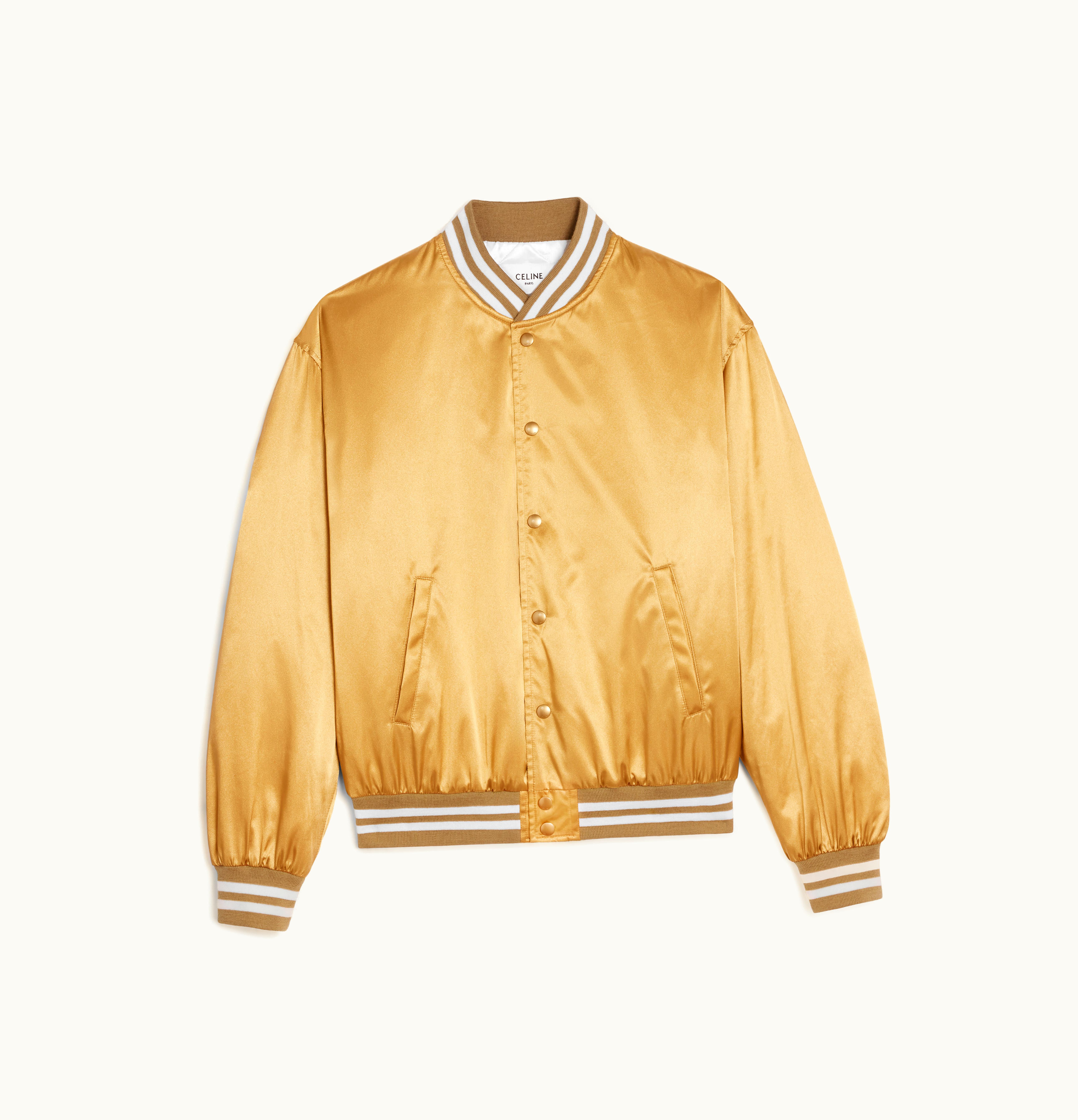 Celine Celine Embroidered Tiger Teddy Jacket In Satin-Finish Nylon Gold