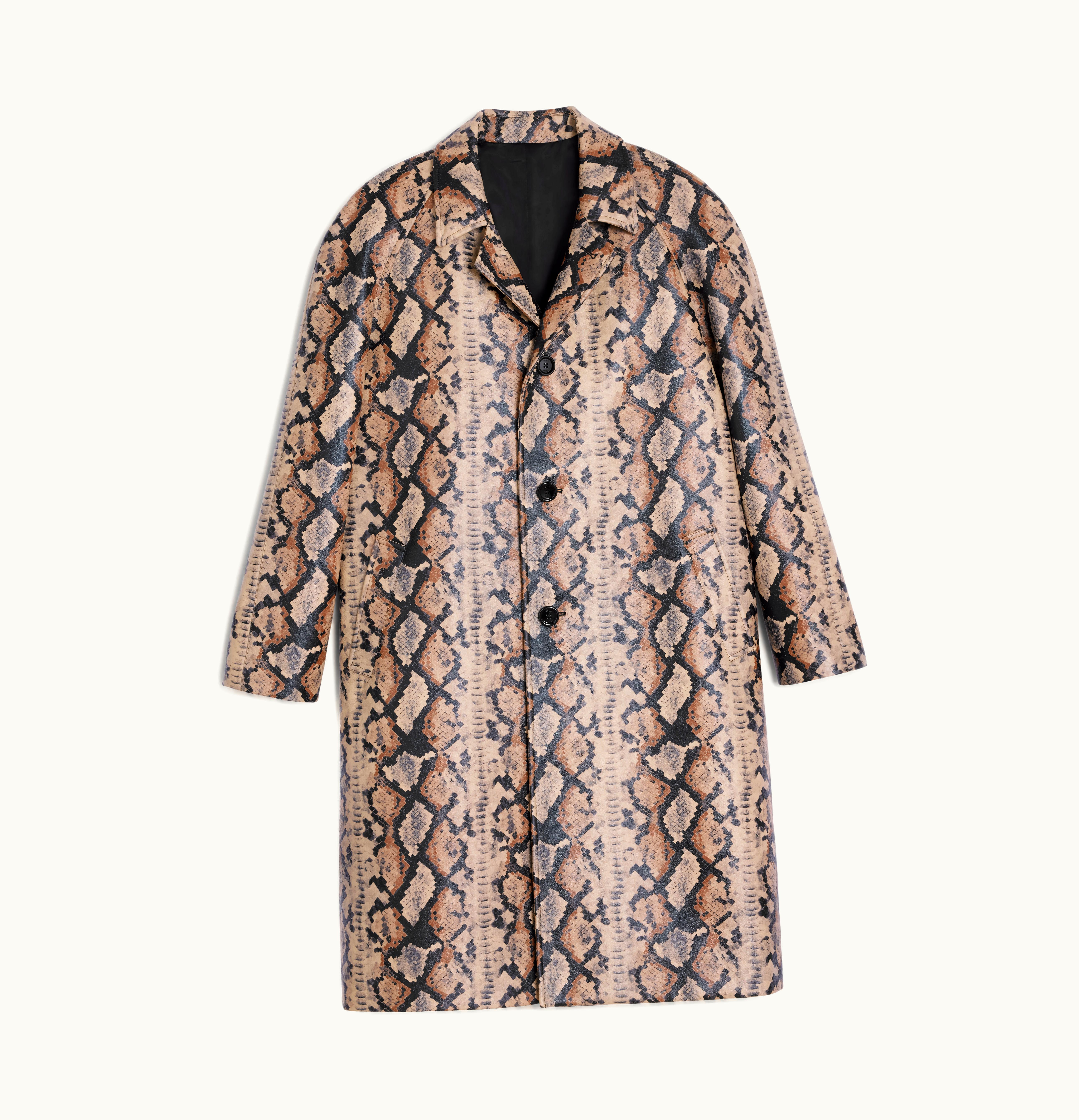 Celine Celine Oversized Python Mac Coat In Python Coating Gris/Beige/Noir