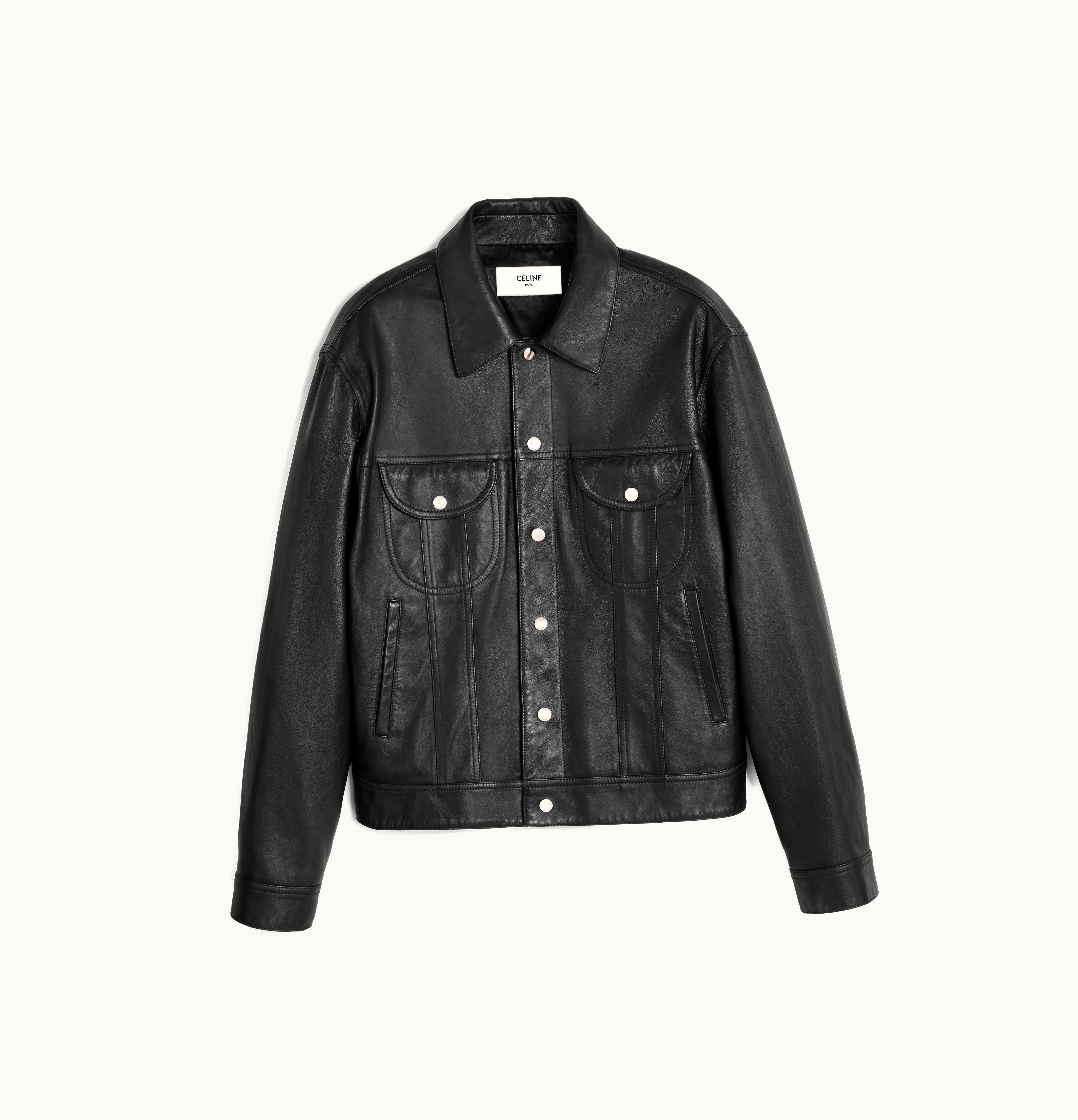 Celine Celine Trucker Jacket In Soft Lambskin Black