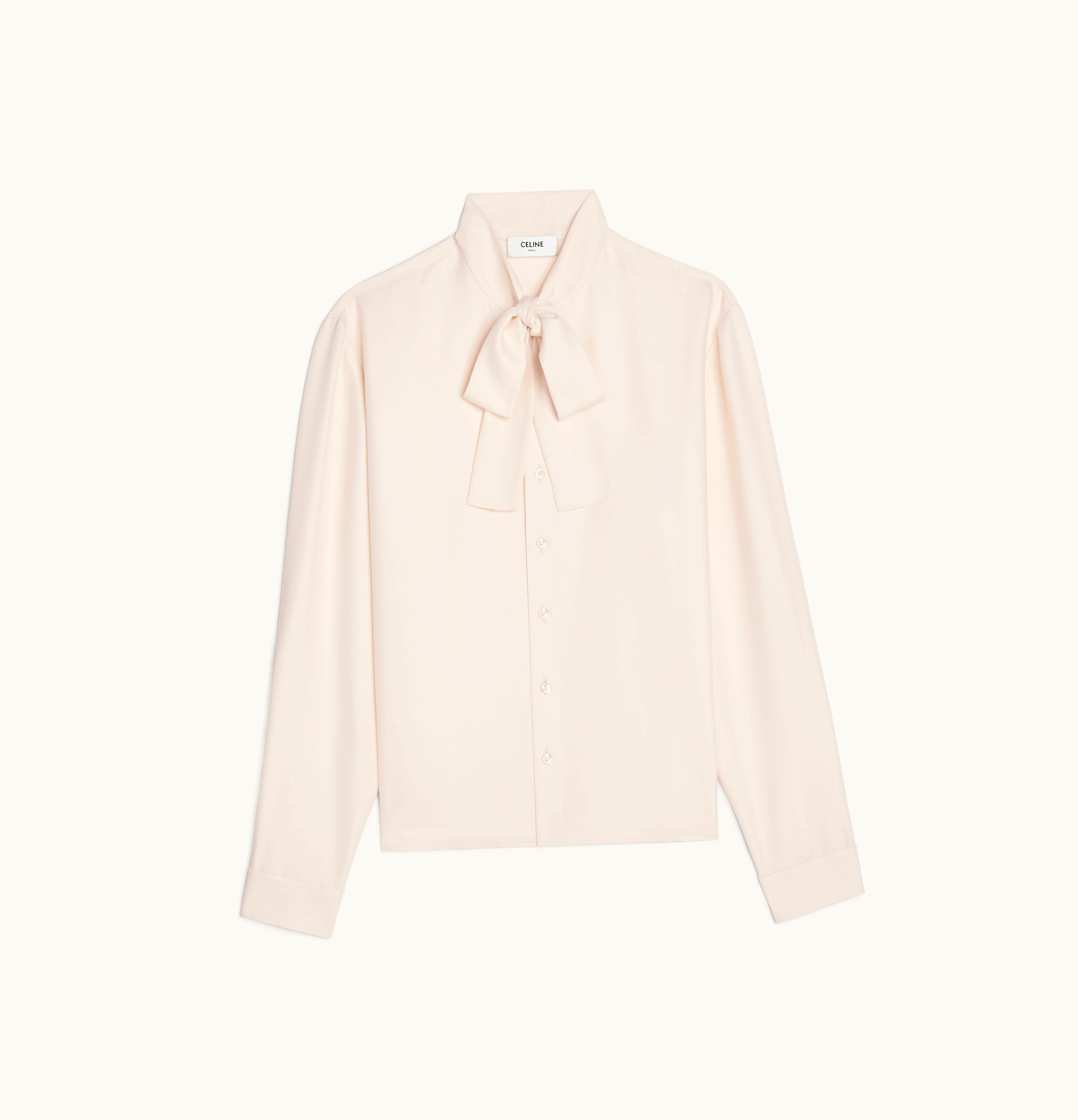 Celine Celine Lavaliere Blouse In Silk Wool Cady Beurre
